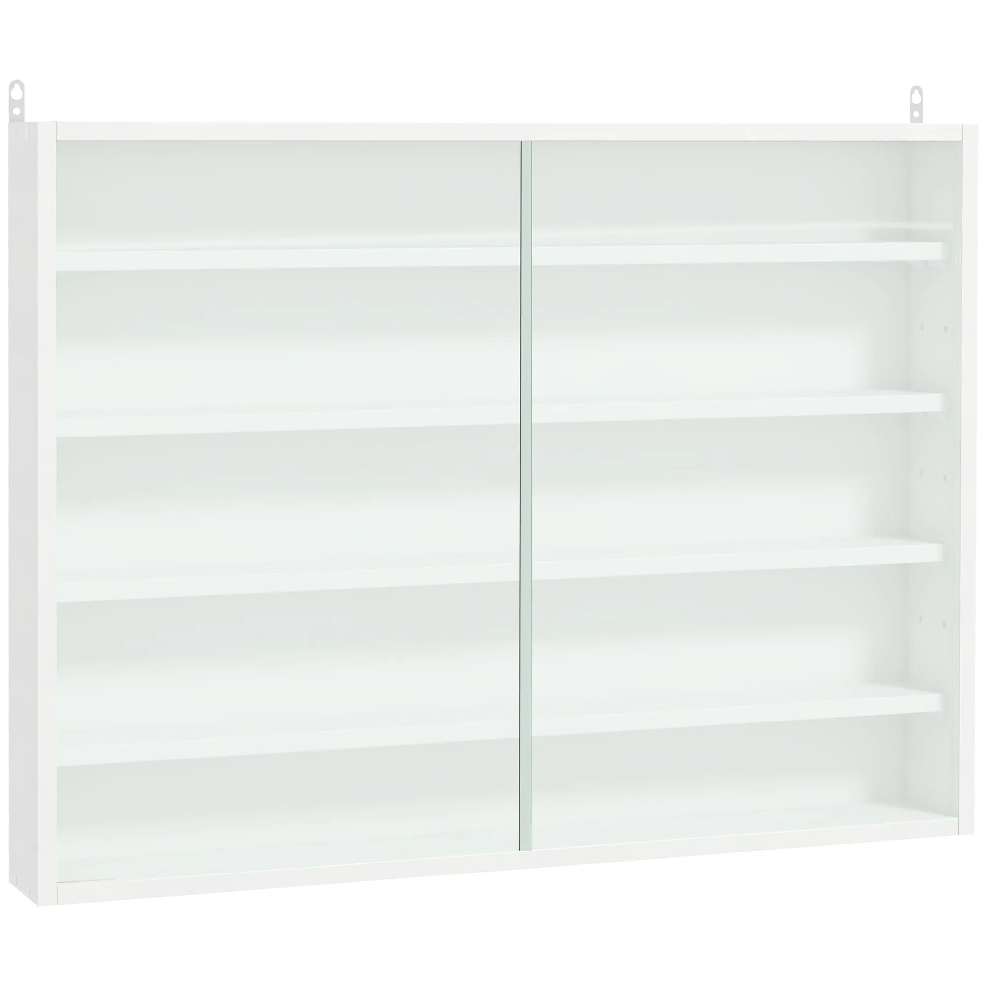 HOMCOM Vetrinetta Moderna per Collezionismo 5 Ripiani, Bacheca Portaoggetti con Mensole Regolabili, 80x9.5x60cm, Bianco