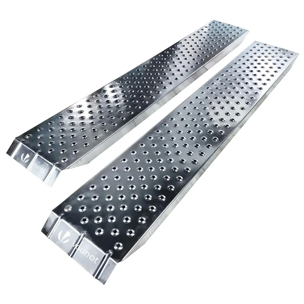 VOUNOT® Rampa di Carico in Acciaio, Due Rampe per Moto, Scooter, Quad, Trattorino, Furgone, Carrello, Carico Massimo 400 kg, 160x23 cm