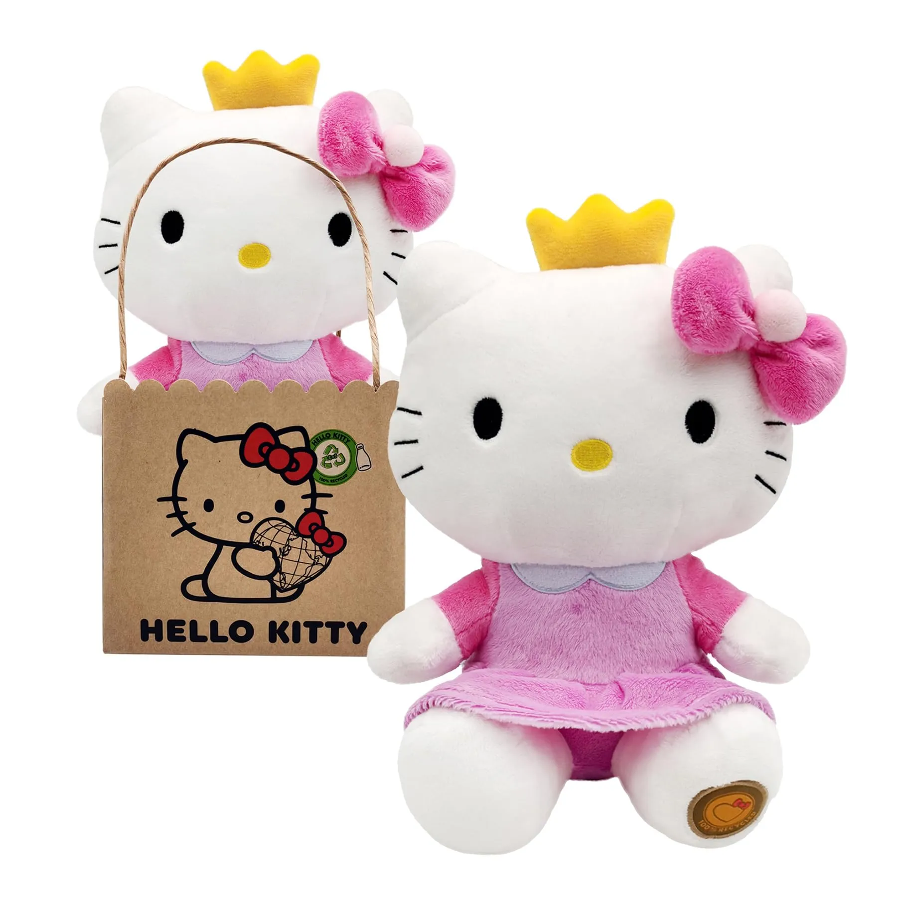 Joy Toy Hello Kitty principessa in peluche ecologico 25 cm in mini shopper di carta, Multicolore