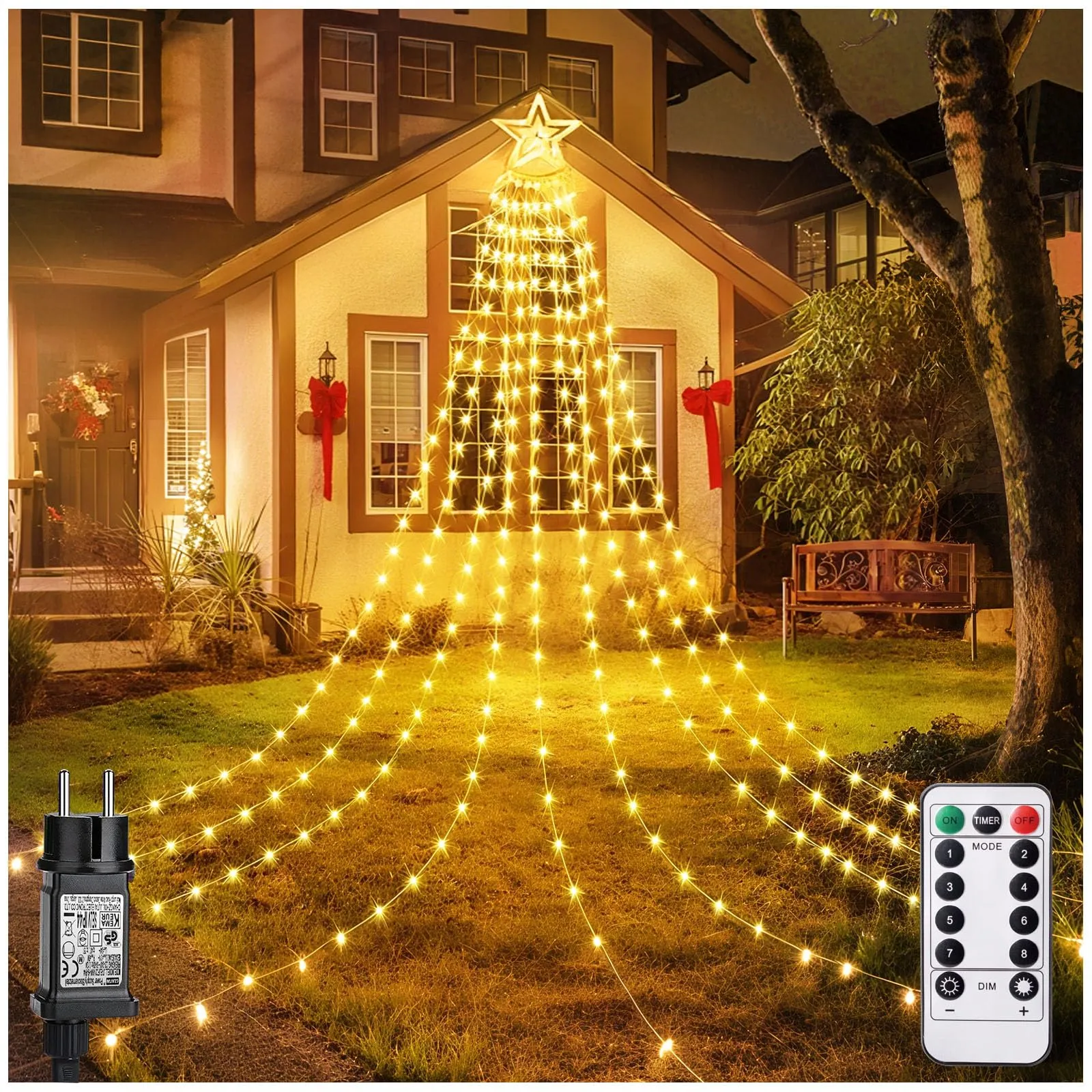 POIFL 344 LED Luci Albero di Natale e 9 Fili-3.6M con Timer