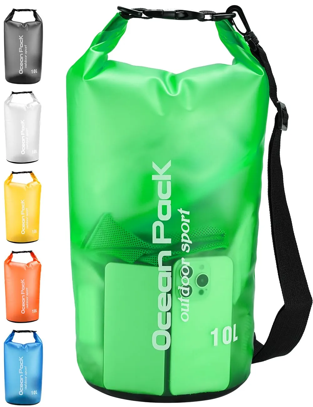 Henrycares Borsa Impermeabile Mare Da 10L, Sacca Dry Bag da 20L 10L 5L 2L, Zaino Impermeabile con Tracolla, per Trekking Nuoto Spiaggia Canoa Barca Bici