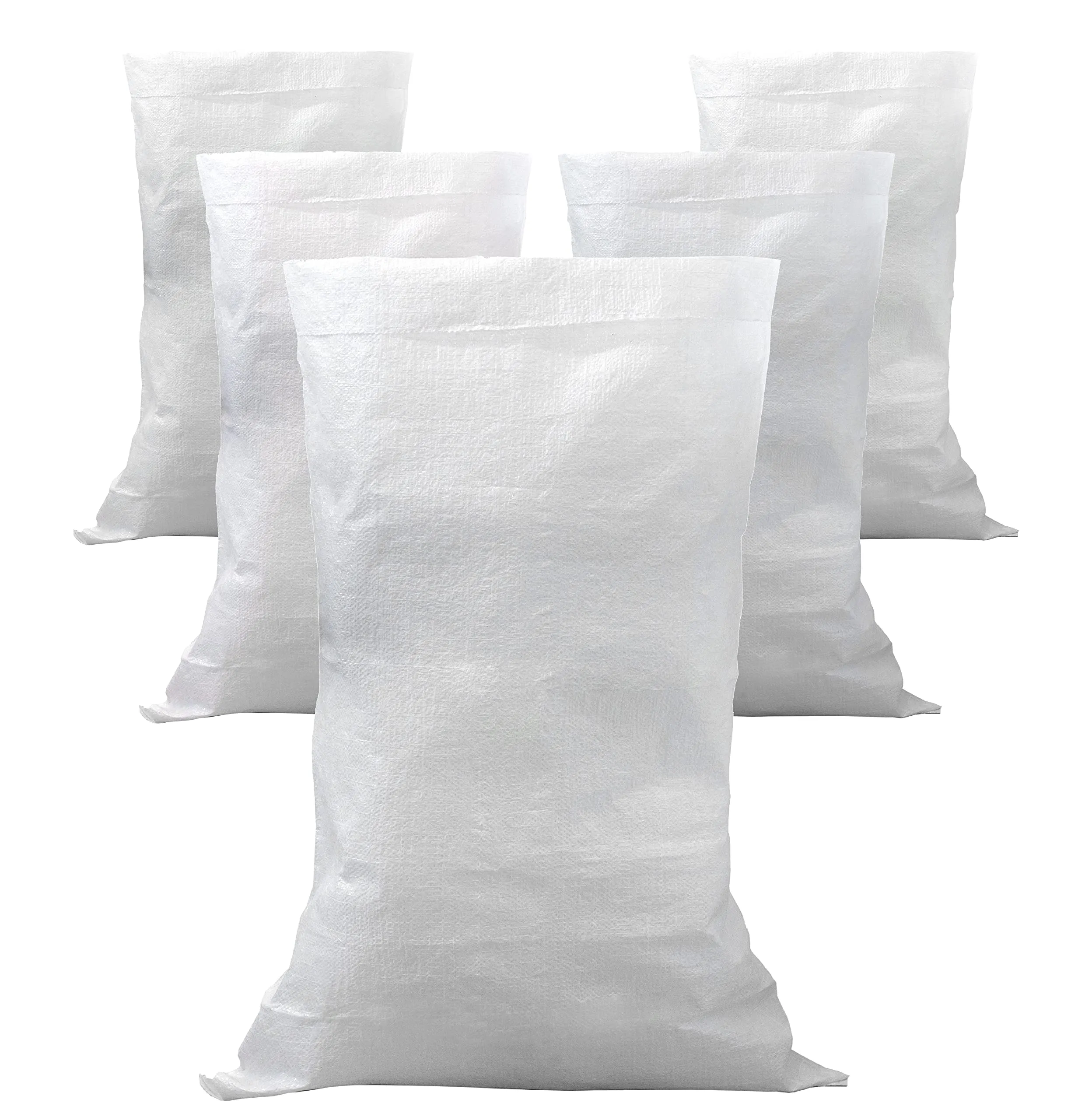 IPEA 5x Sacchi da Giardino e Detriti in Polipropilene Extra Resistente - 105 x 55 cm ­­­­– Sacco Multiuso per Imballaggio, Ortaggi, Sabbia, Macerie, Fai da Te – Contenitore di Oggetti – Bianco