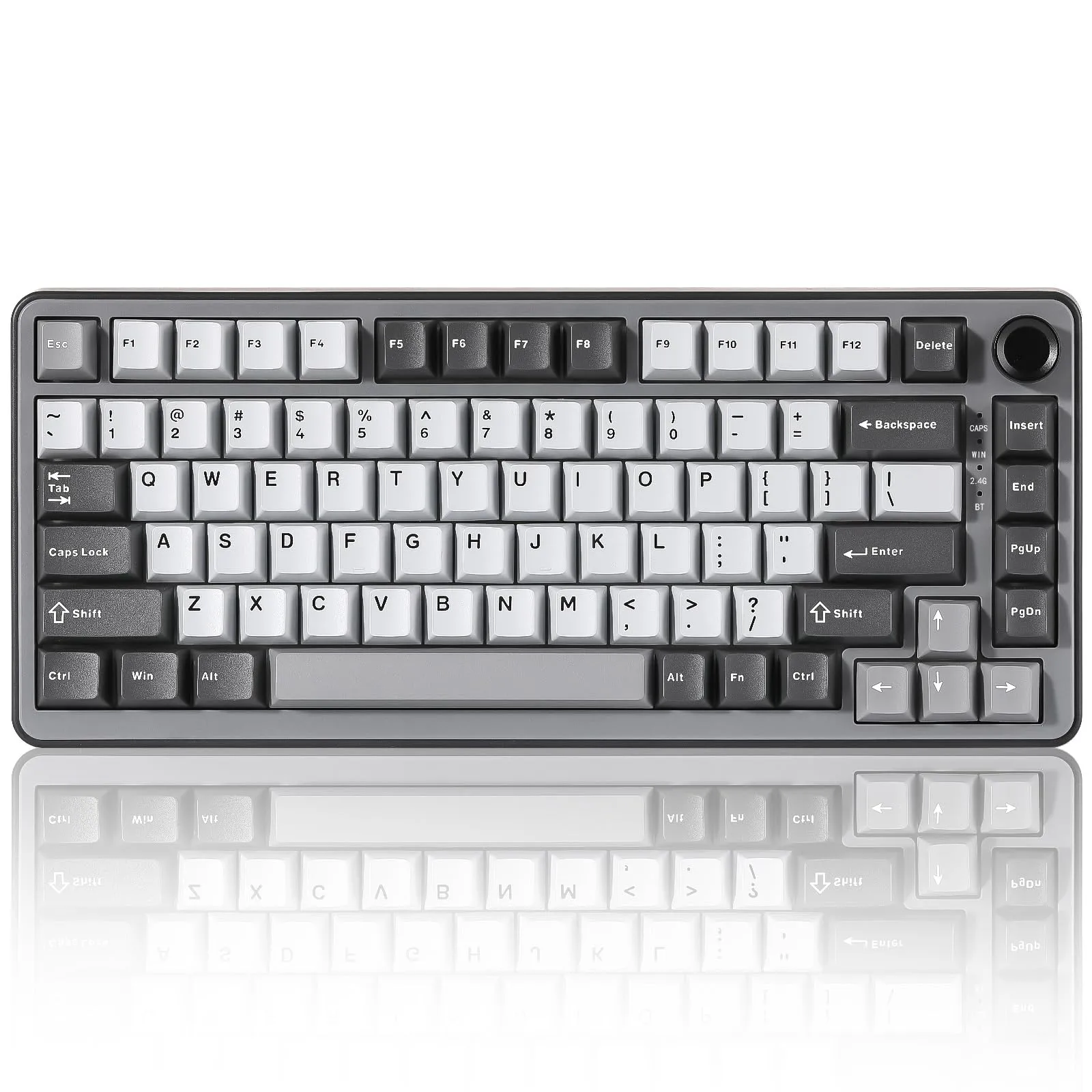 YUNZII B75 PRO Tastiera Meccanica Senza Fili, 75% Gaming Keyboard Guarnizione Hot Swap Custom Keyboard Con Manopola, Pre-lubrificato Interruttori RGB, BT/Tipo-C/2.4G (Dark Grey, Cocoa Cream V2 Switch)
