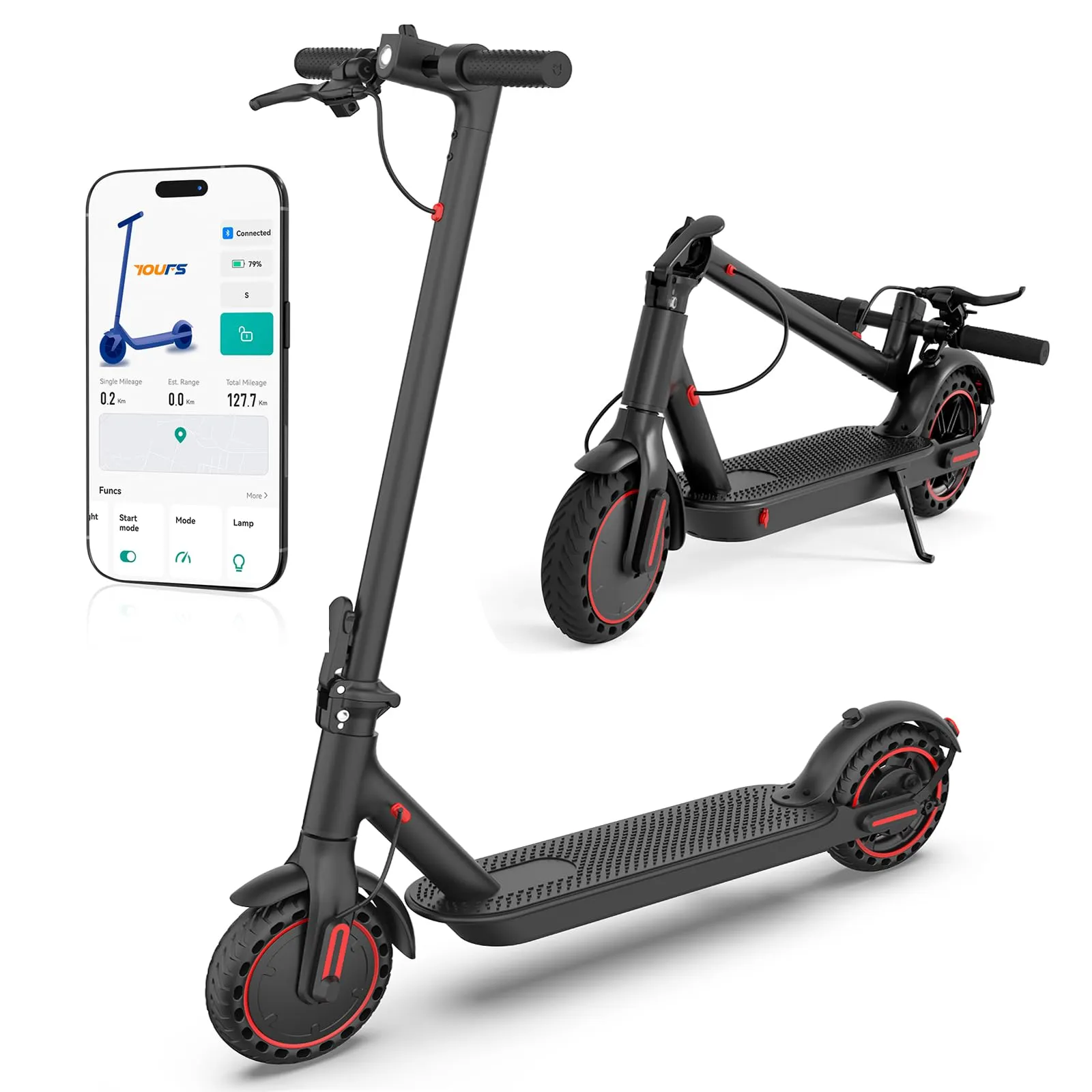 Monopattino elettrico pieghevole per adulti, batteria da 10,4 Ah, autonomia 25-35 km, connessione app