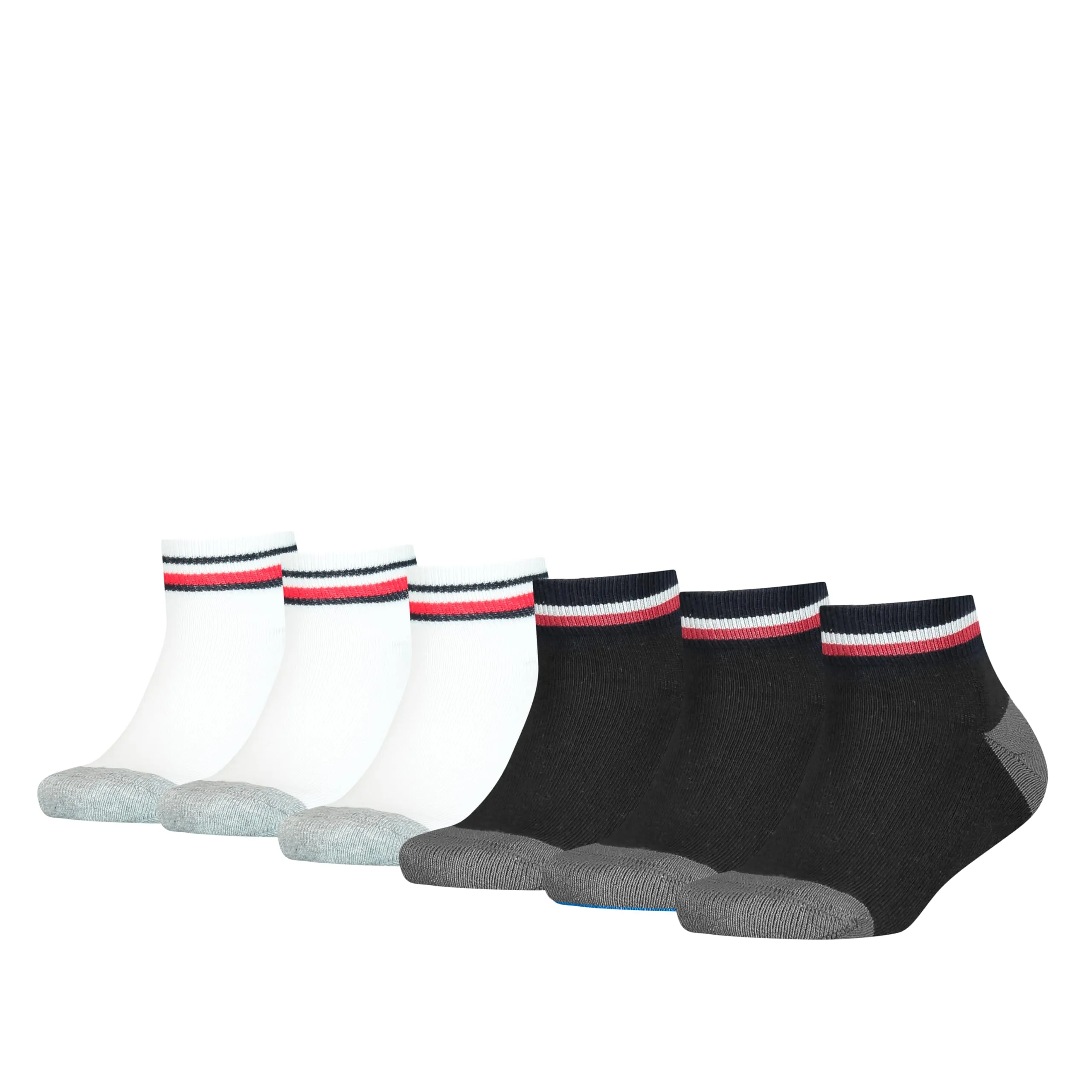 Tommy Hilfiger Iconic Sports Quarter, Nero/Bianco, 27-30 (Pacco da 6) Unisex-Bambini e Ragazzi