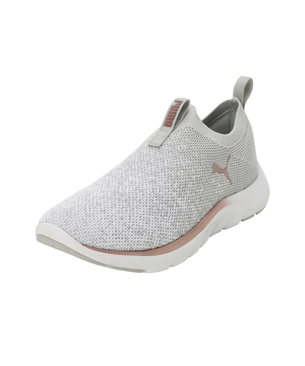 PUMA Women Softride Remi Slip-on Knit Wn's Scarpe da corsa su strada, Ash Gray White Rose Gold Metallic, 38 EU