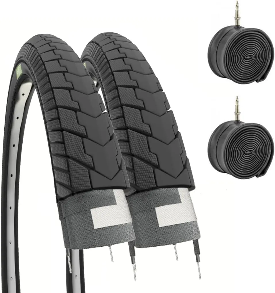 2 COPERTONI 26 X 1 3/8 (37-590) + CAMERE D’ARIA PNEUMATICI NERI X CITY BIKE STRADALE ADULTO VINTAGE