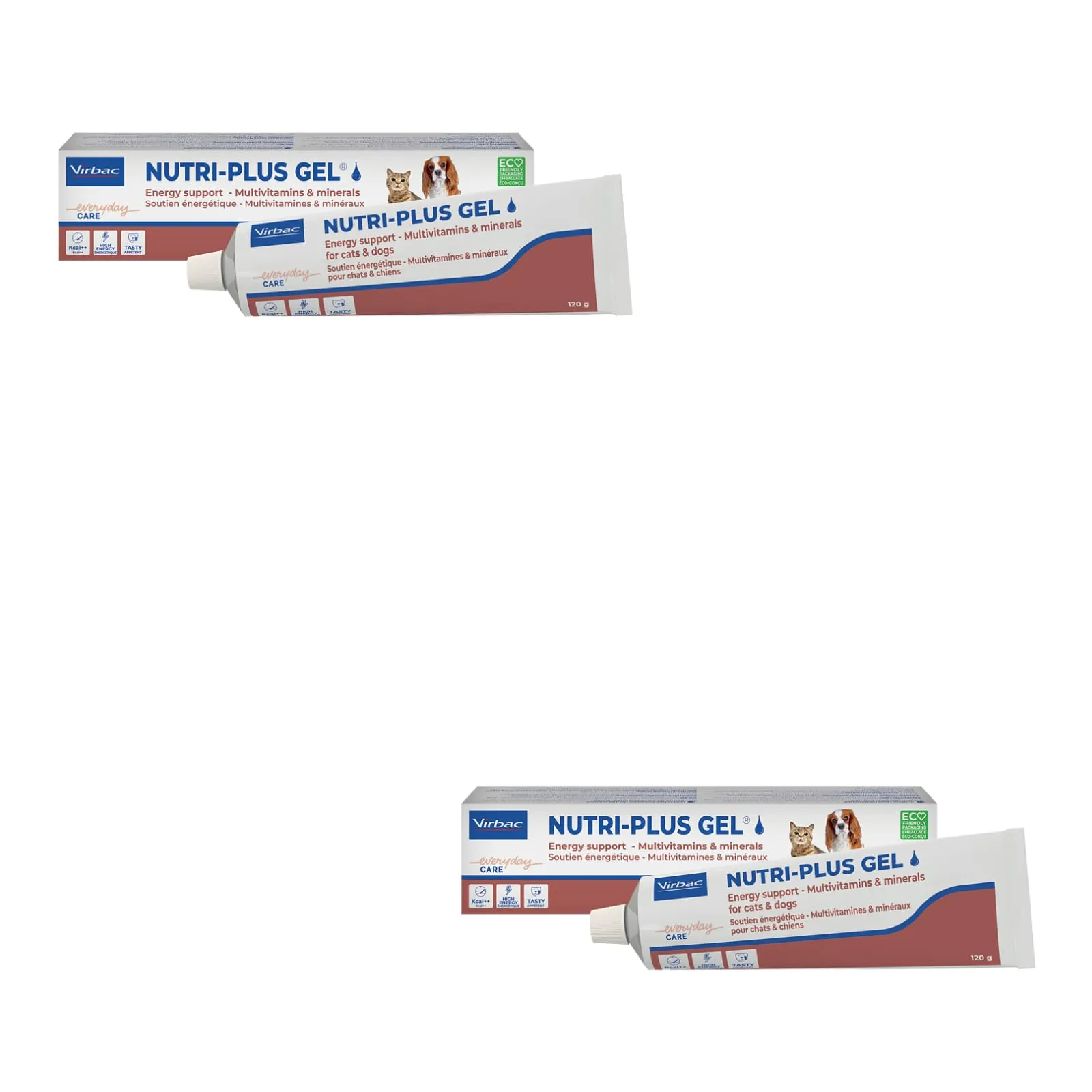 Virbac Nutri-Plus Gel | Confezione Doppia | 2 x 120 g | Integratore alimentare per cani e gatti per la convalescenza | Stimolante dell'appetito, supporto energetico altamente concentrato