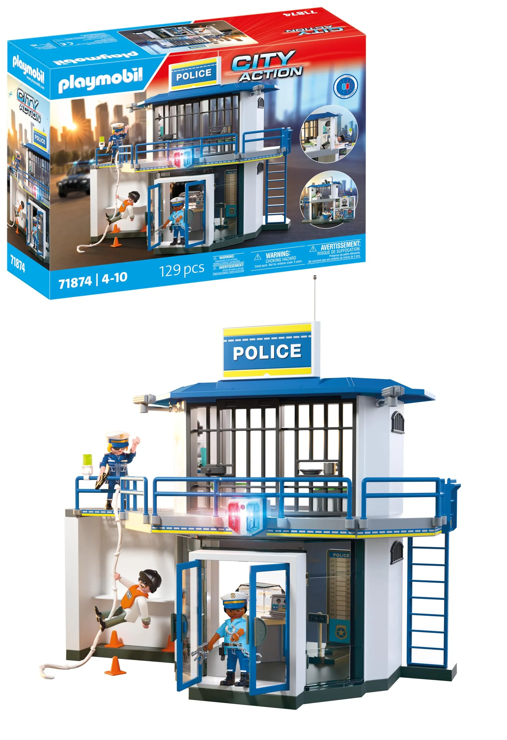 PLAYMOBIL Police Station with Investigation Room Set da gioco con statuine, Stazione di polizia con sala interrogatori
