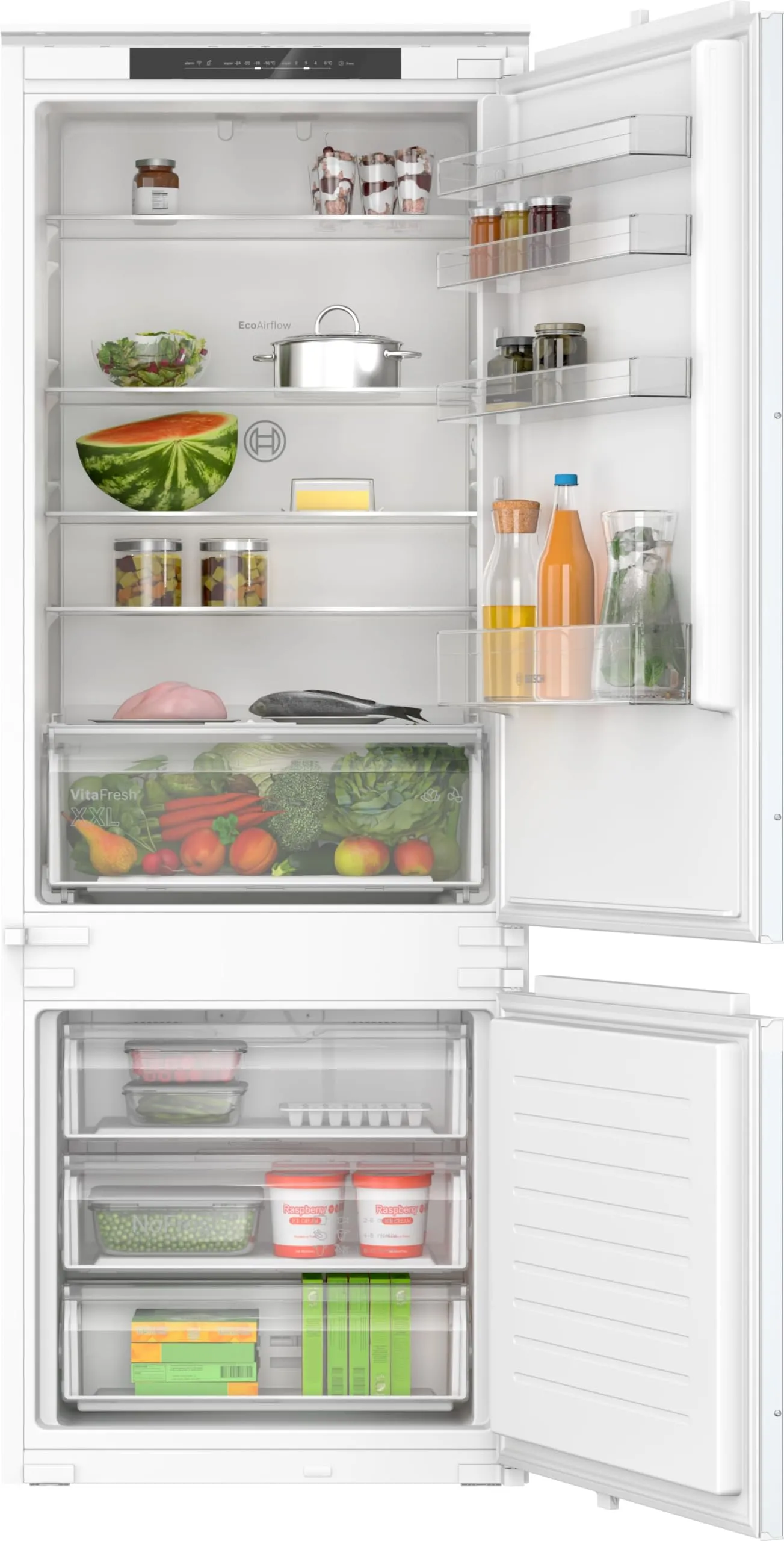 Bosch KBN965SE0 Serie 2, Frigorifero combinato Smart da incasso, Total No Frost, VitaFresh XXL, Tecnologia Inverter Intelligente, Home Connect, Luce LED, 193.5 x 69.1 cm, cerniera a traino