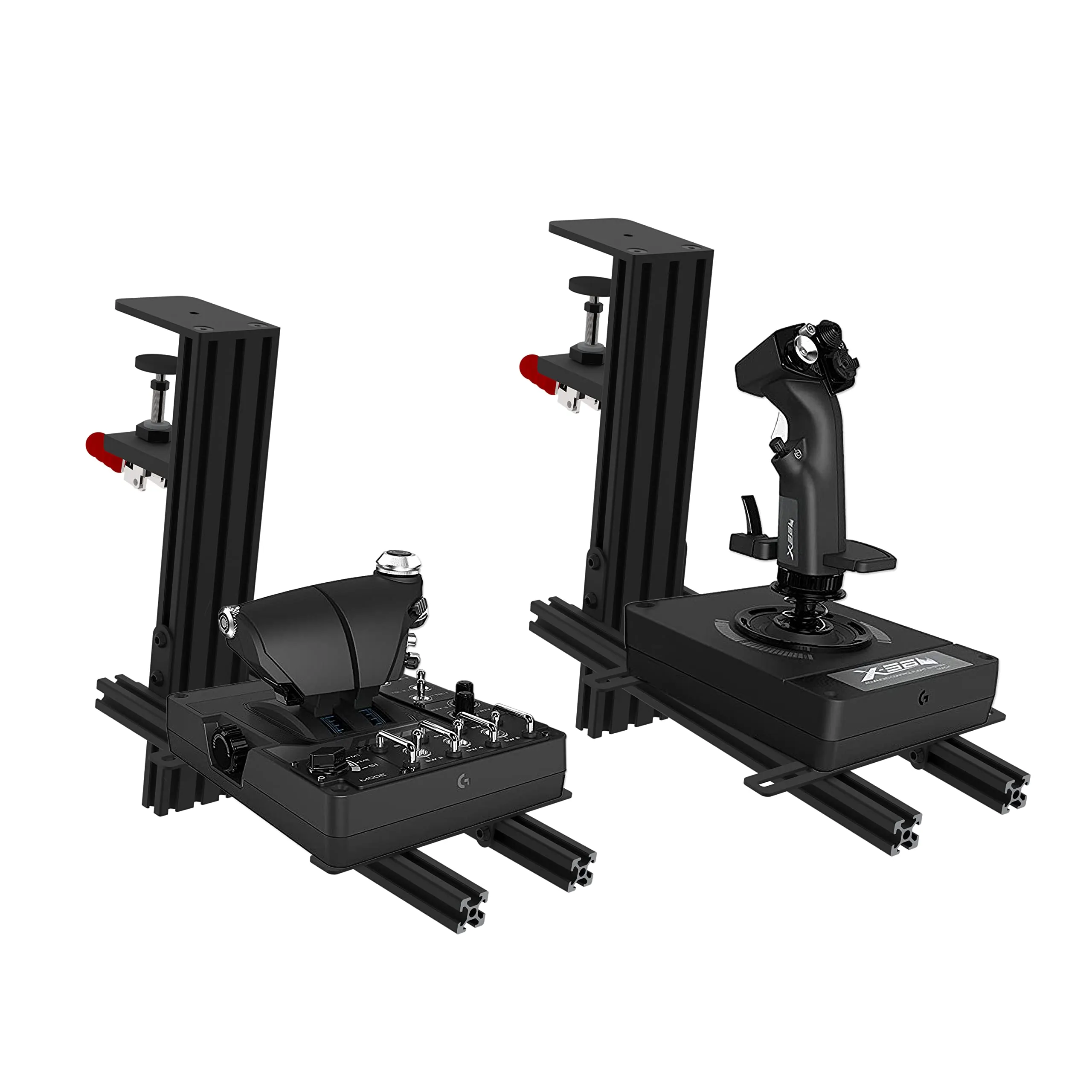 Hikig 2 Set Il Supporto da Scrivania per Joystick di volo, Acceleratore, Hotas, per Logitech X52/X52 Pro/X56/X56 Rhino,Thrustmaster T-Flight Hotas/T.16000M Hotas/TCA Officer Pack, VKB Hotas