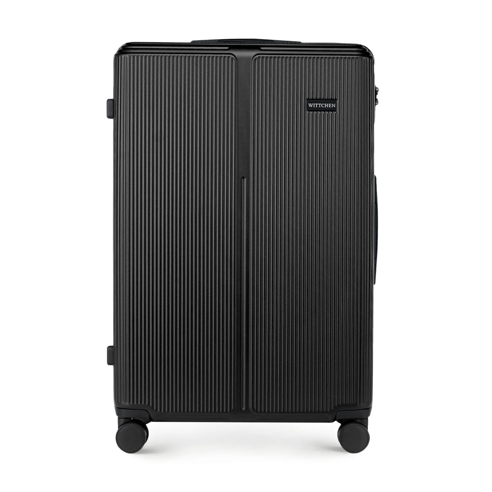 WITTCHEN Stripes Line Valigia grande (XL) | 76,5 × 50 × 29 cm (96 L), ABS rigido, 4 ruote 360° e lucchetto a combinazione | Trolley grande formato XL, Ryanair/ITA Airways - Colore: Nero