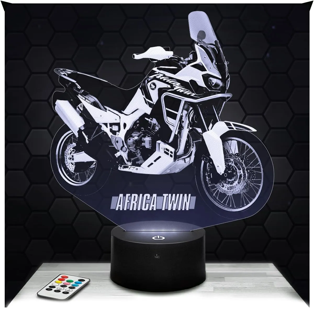 Lampephoto.fr - Lampada 3D Moto Africa Twin H Decorazione Motard, Idea Regalo Uomo oggetto Moto Africa Twin H Luce Notturna per Adulti Decorazione Camera, Idea Regalo Originale per Uomo per Natale TOP