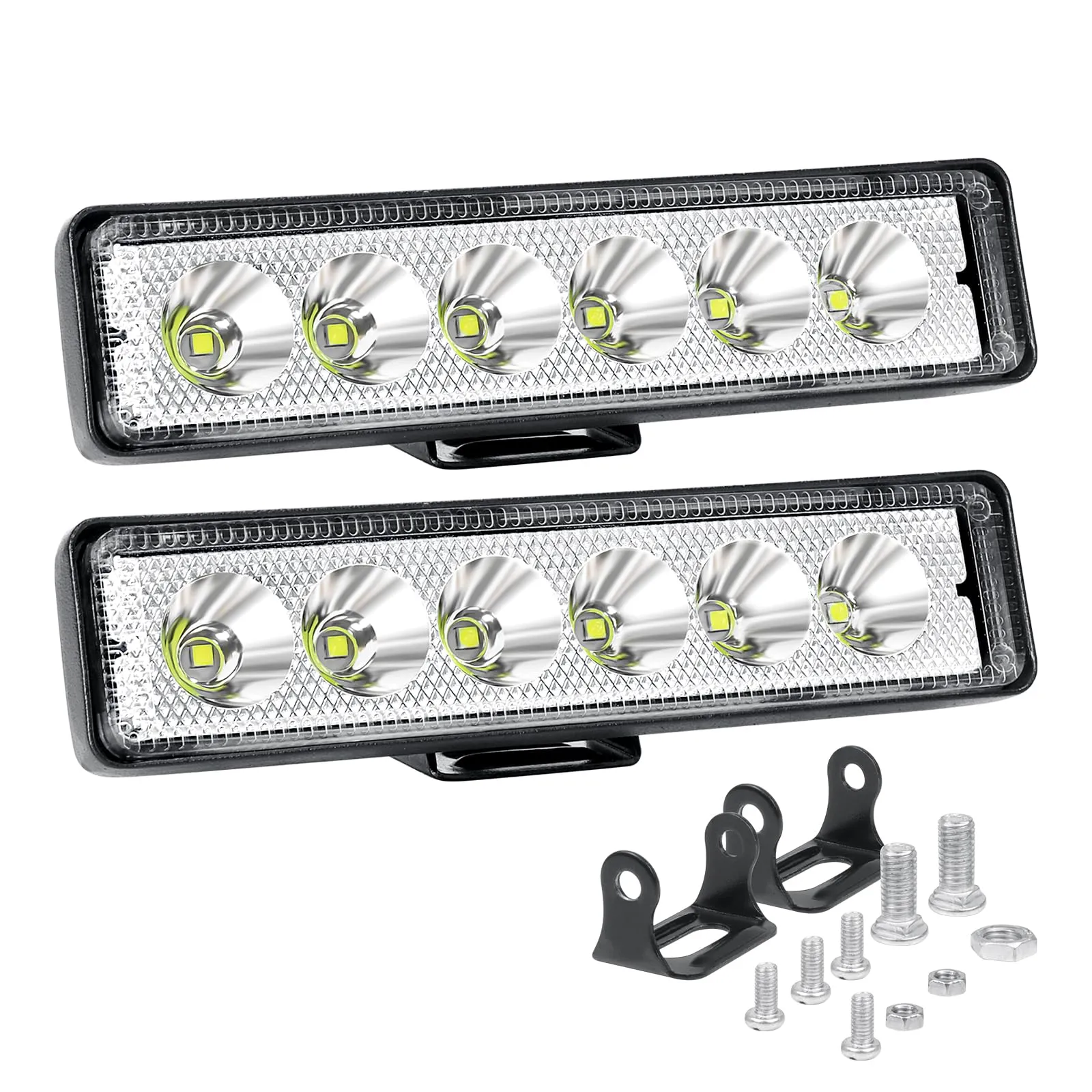 Willpower 2pz 6'' 18W Faro da Lavoro Led 12V 24V Super Sottile Faretto Fuoristrada Riflettore IP67 Impermeabile 6000K Fendinebbia Barra Luci per Trattore Camion Off Road Auto Moto 4x4