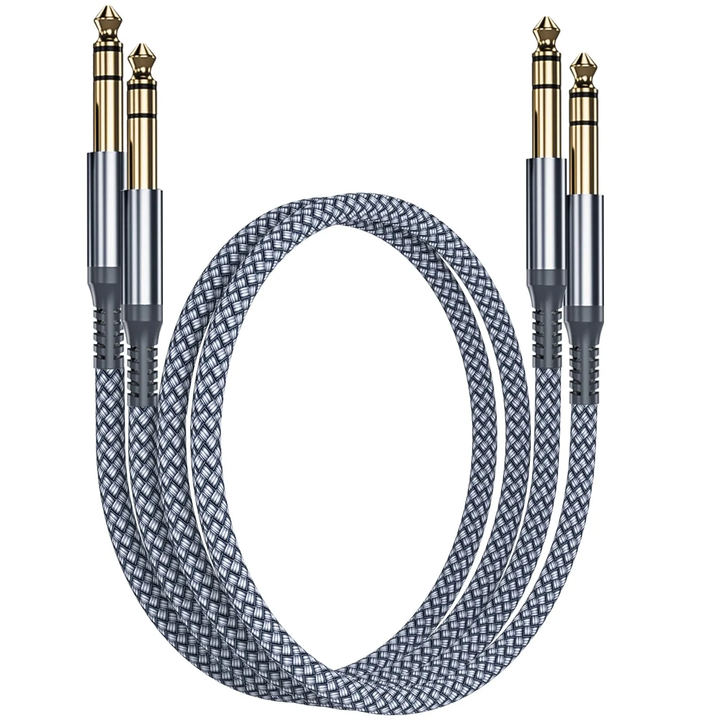 RUXELY Cavo Audio Jack 6.3 mm 1M 2-Pezzi,Cavi Filo Doppio 6.35mm Maschio,Cable Guitar TRS Bilanciato 1/4 Pollici per Strumenti,Chitarra Elettrica,Basso,Tastiera Musicali,Amplificatore,Casse,Amp