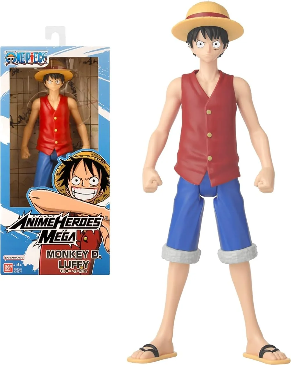 Bandai - Anime Heroes - One Piece - Action figure Anime Heroes Mega 30 cm Luffy - Grande action figure snodata - Figura manga Luffy - Licenza ufficiale - Giocattolo per bambini dai 4 anni in su -38331