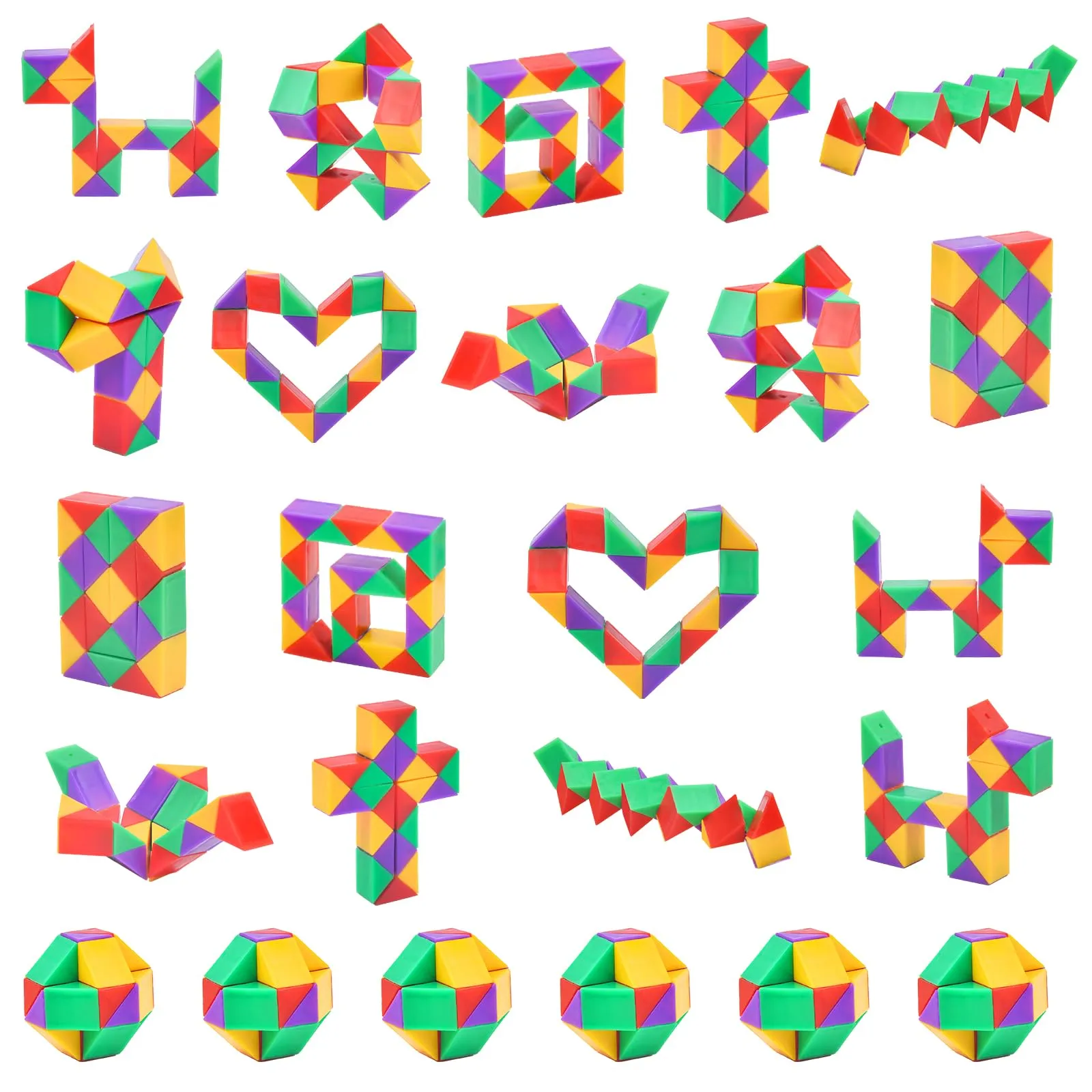 Ainiv 24Pz Mini Colore Cubo di Serpente Giocattolo, Gadget Compleanno Bambini, 24 Blocchi Giocattolo Twist Cubo Puzzle, per Festa Compleanno Regalini Bambini Invitati Idea