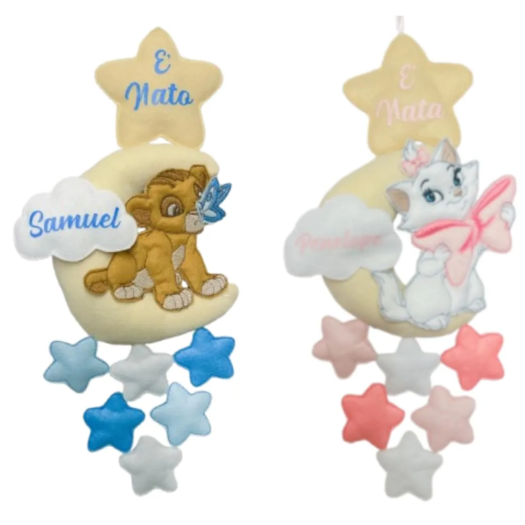 Fiocco nascita con nome | coccarda benvenuto bimbo bimba | ricamo personalizzabile