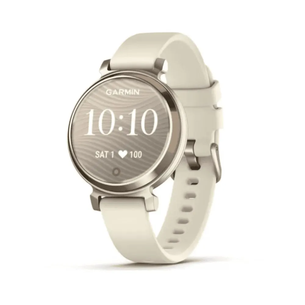 Garmin Lily 2, Smartwatch Elegante e Compatto, 35 mm, Cassa in Metallo, Lente Decorata, Touchscreen, GPS Connesso, Activity Tracker, Cardio, PulseOx, App Fitness e Sport, Cream Gold & Coconut