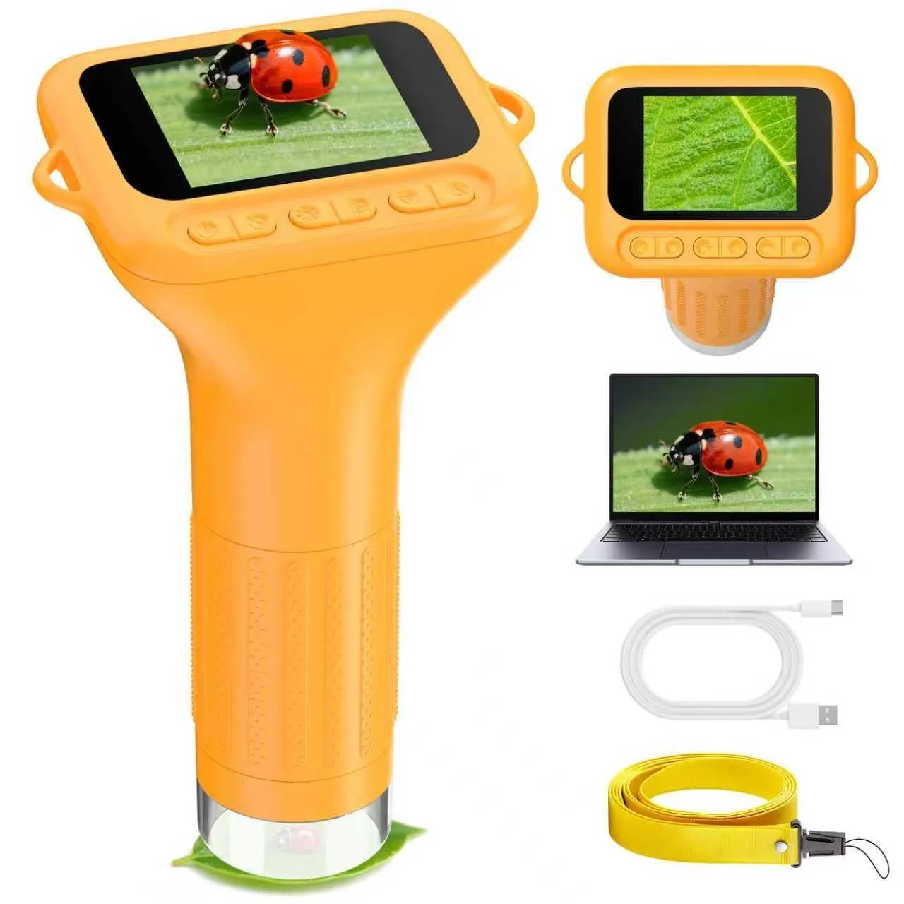 Microscopio Bambini Digitale Portatile 1000X: USB Microscope Tascabile Schermo IPS da 2,0" - Mini Microscopioper Esterno dai 3 ai 12 anni Regalo Educativo