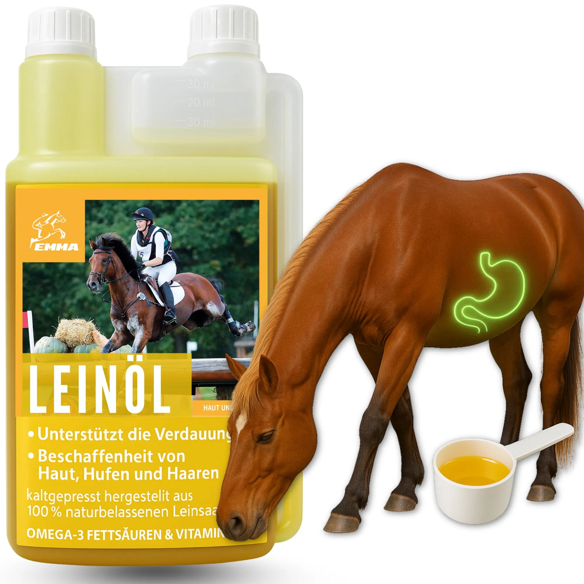 Olio di semi di lino Cavalli Cani Gatti I Olio di Barf Olio Omega 3 I 3 6 Acidi grassi I Spremuto a freddo 100% Manto lucido Pelle Digestione Cambio di pelo Olio di semi di lino Cani Cavalli Gatti 1L