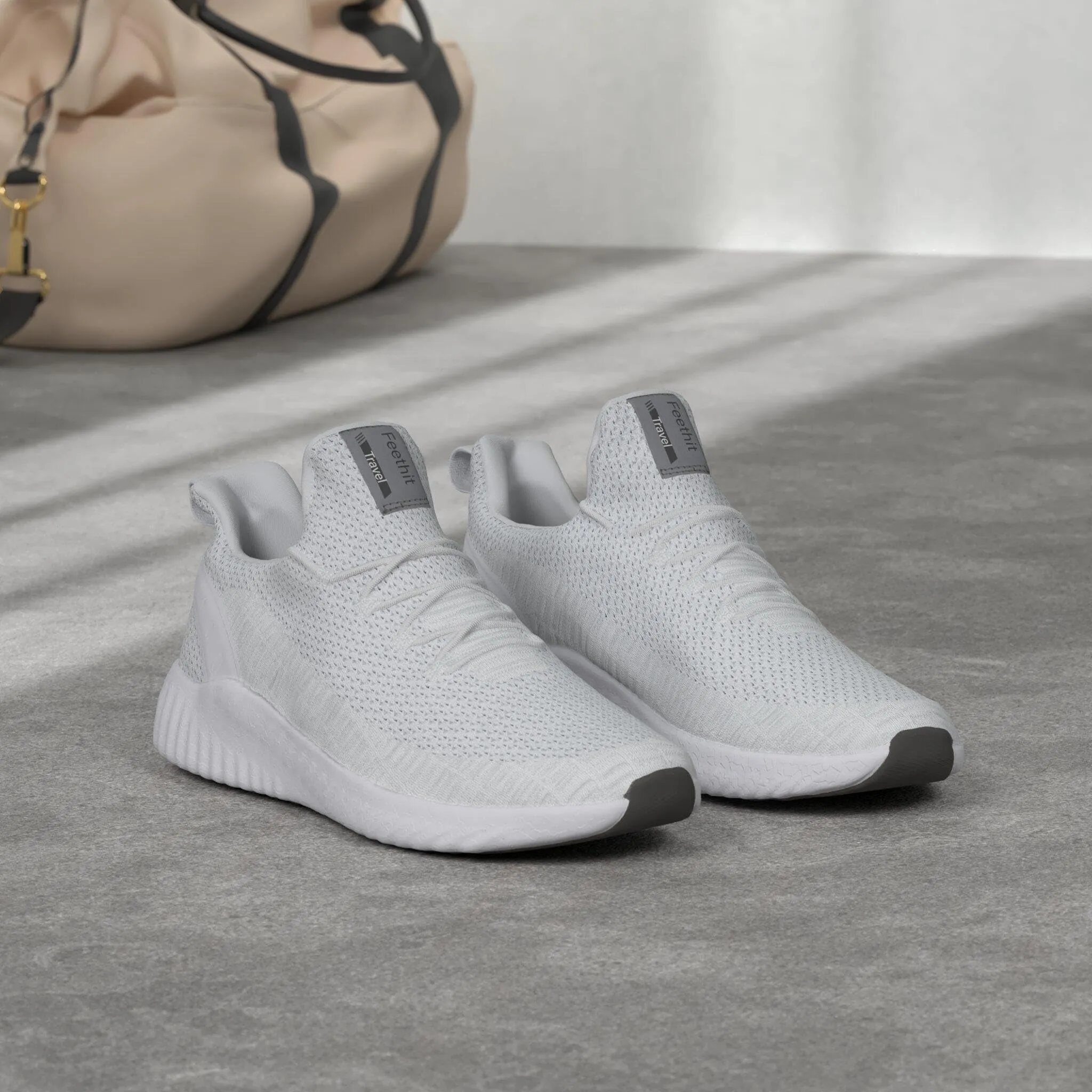 Feethit Sneakers Uomo Scarpe da Running Corsa Uomo Respirabile Mesh Palestra Scarpe da Lavoro Comode Leggere Bianco 42