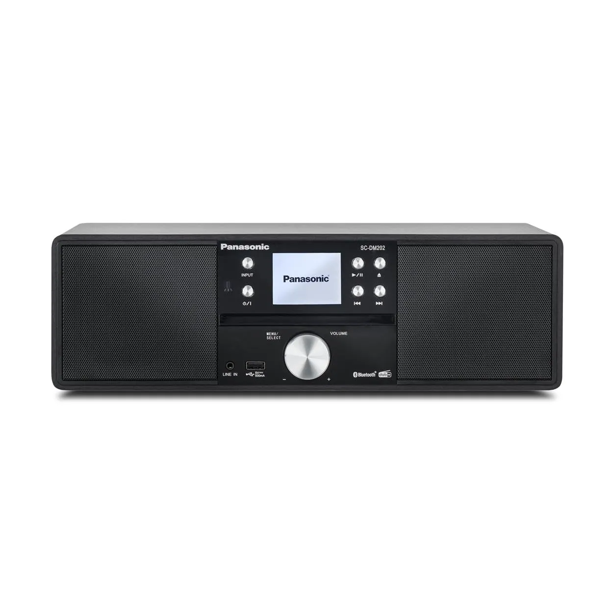 Panasonic SC-DM202EG-K Sistema Stereo Micro Hi-Fi Compatto con CD, Radio DAB+/FM, USB e Bluetooth, Altoparlanti da 24W, Telecomando, Display LCD TFT 2,4", Impostazioni EQ, Nero.