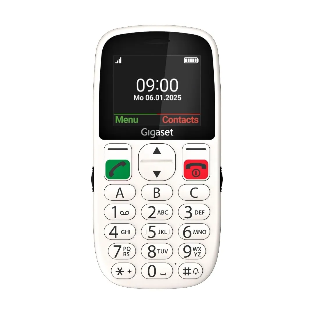 Gigaset GL395 Telefono Cellulare - Per degli anziani - tasti grandi e pulsante di emergenza SOS - Resistente a polvere e spruzzi d'acqua - Senza contratto - Display TFT a colori, Bianco perla