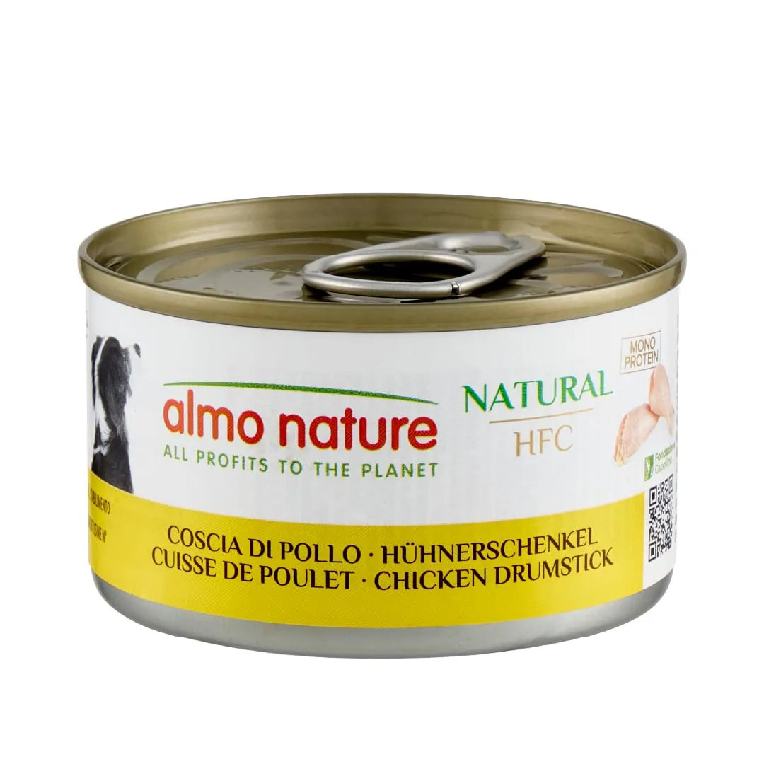 almo nature HFC Natural, Alimento Umido per Cani - Coscia di Pollo - Human-Grade, Gluten-Free, Monoproteico, 95g, Confezione da 24, 2.28 kg