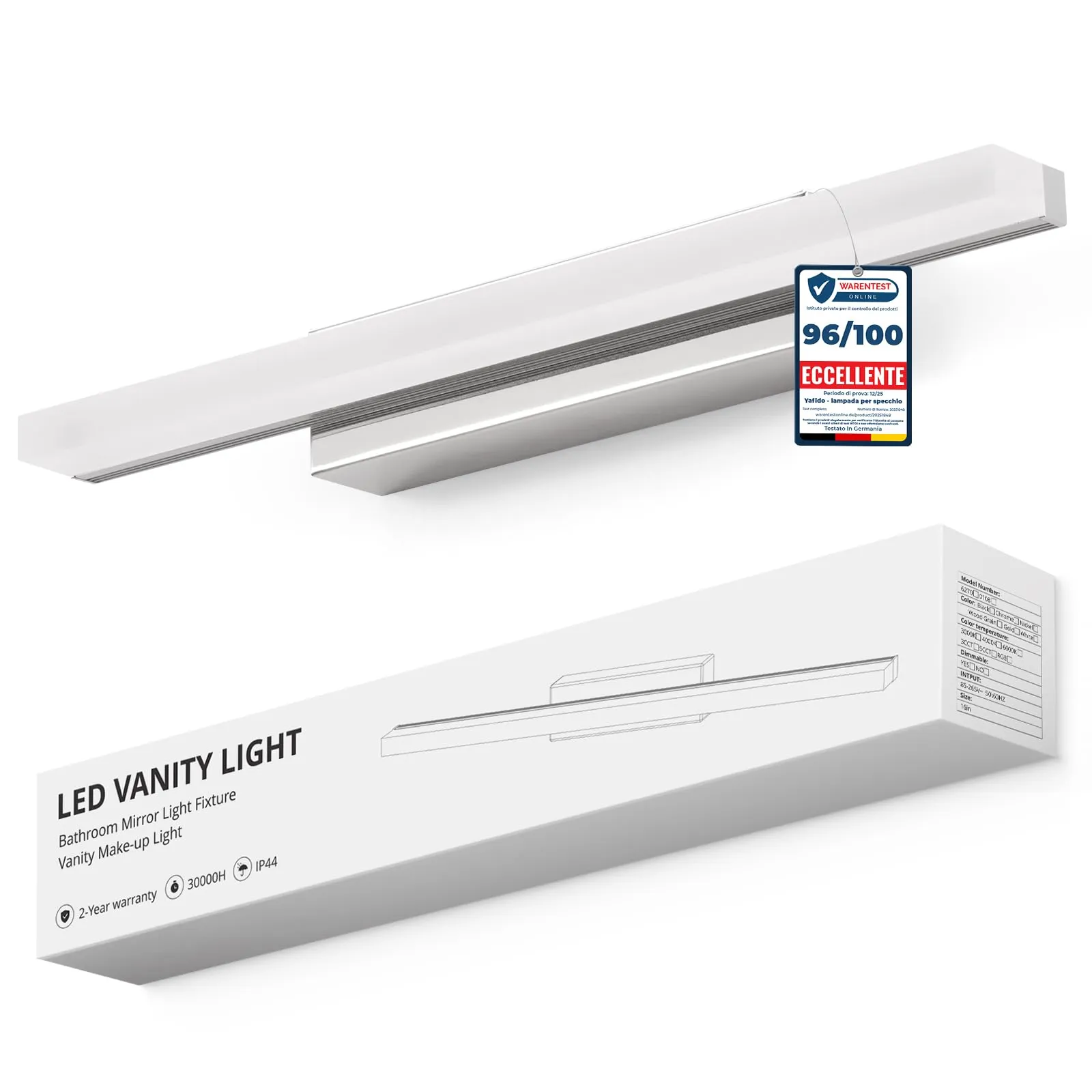 Yafido Applique da Bagno LED Lampada Specchio Bagno Interno Moderno Bagno Luce per Trucco 9W Bianco Neutro 4000K 800LM 40CM Non-dimmerabile