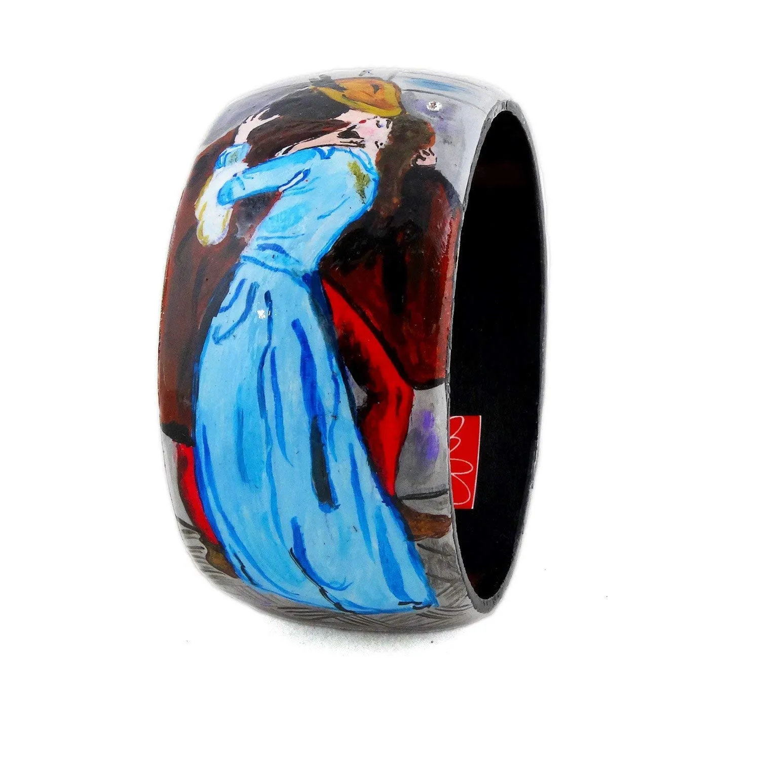 Bracciale dipinto a mano – IL BACIO DI HAYEZ - Bracciale da donna, Gioiello in legno dipinto a mano, Made in Italy, Bijoux da donna decorato, Braccialetto femminile, Lavorazione Artigianale