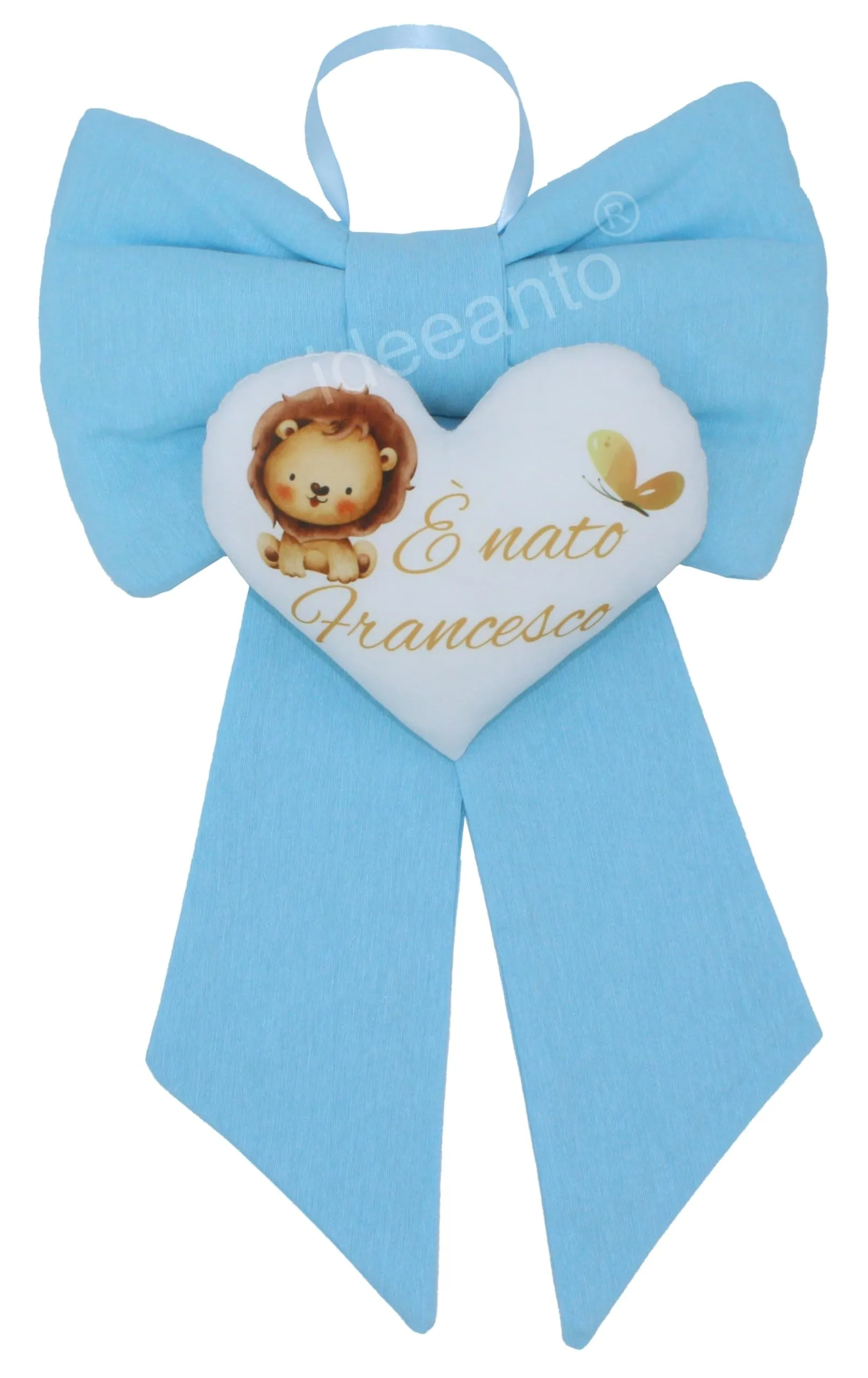 Fiocco nascita bimbo personalizzato con nome e frase coccarda nascita fiocco nascita azzurro bambino