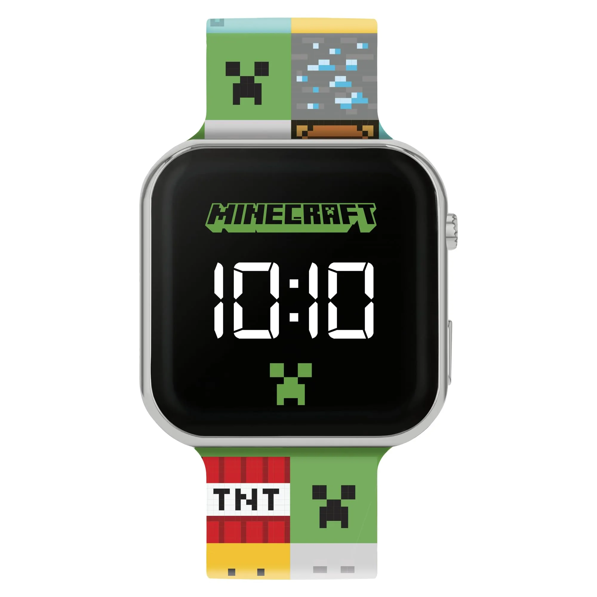 Minecraft Orologio da polso per bambini con LED digitale, multicolore, cinturino in silicone MIN4272, multicolore, Cinturino.