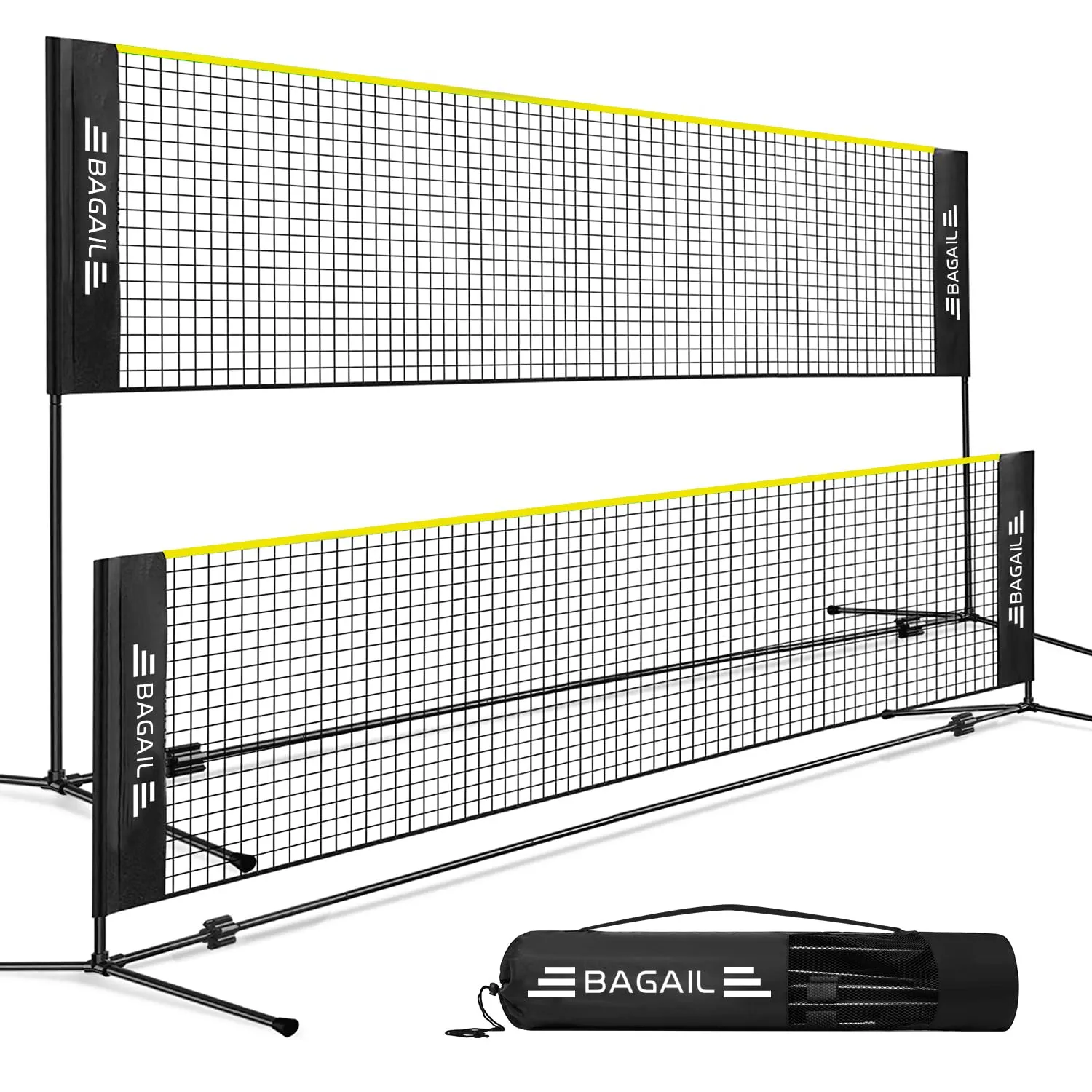 BAGAIL Reti da Badminton Rete Portatile per Sport, Pieghevole, Altezza Regolabile, Nylon, con Supporti Regolabili e Borsa, Facile da Montare, per Tennis, Badminton, Pallavolo