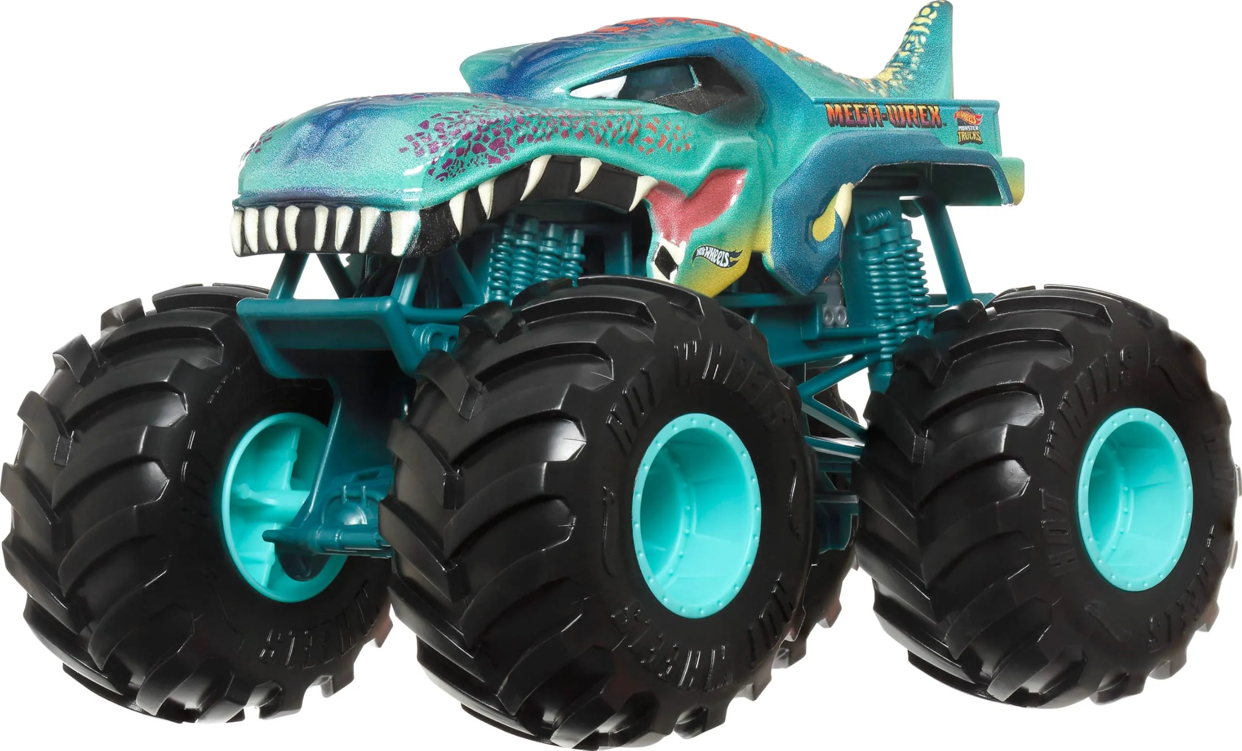 Hot Wheels Monster Trucks - Mega-Wrex Oversize, Veicolo in Scala 1:24 con Ruote giganti e carrozzeria in Metallo, Perfetto per Le acrobazie, Giocattolo per Bambini, 3+ Anni, JDR03