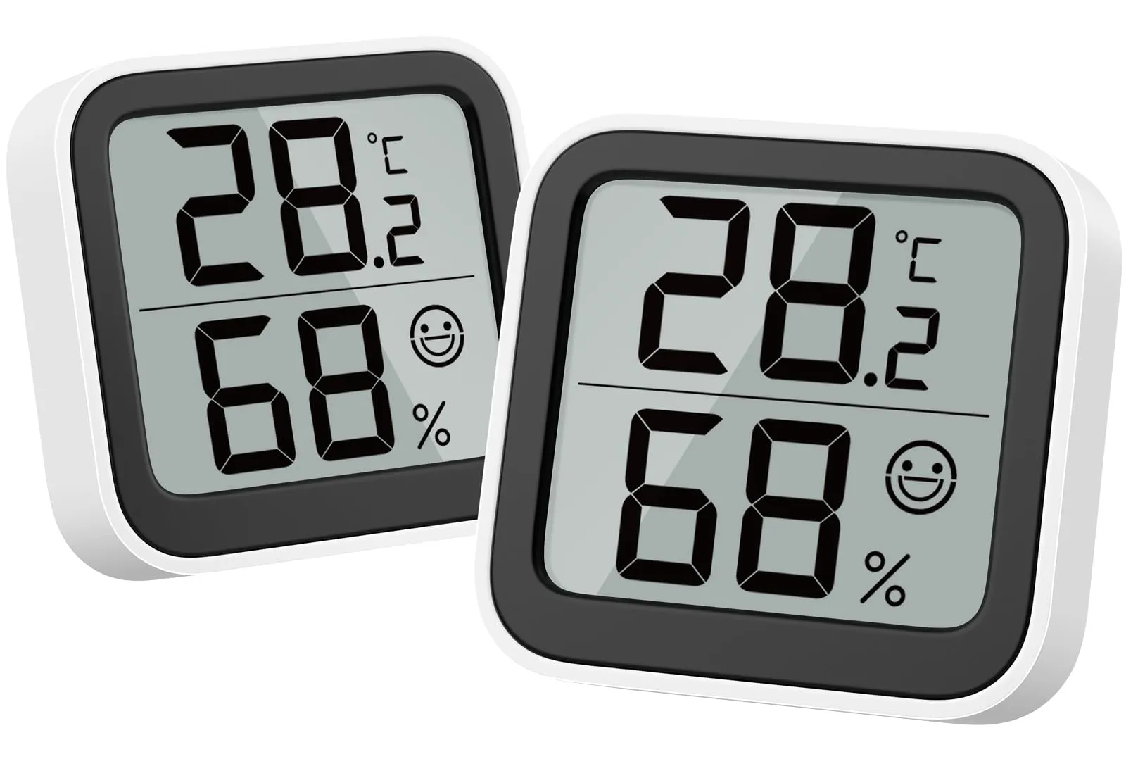 NOKLEAD Termometro Misuratore di umidità Interno Mini igrometro Monitor Dispositivo di misurazione della temperatura ambiente con icona facciale Indicatore di comfort Interruttore ℃/℉ per ufficio(2)