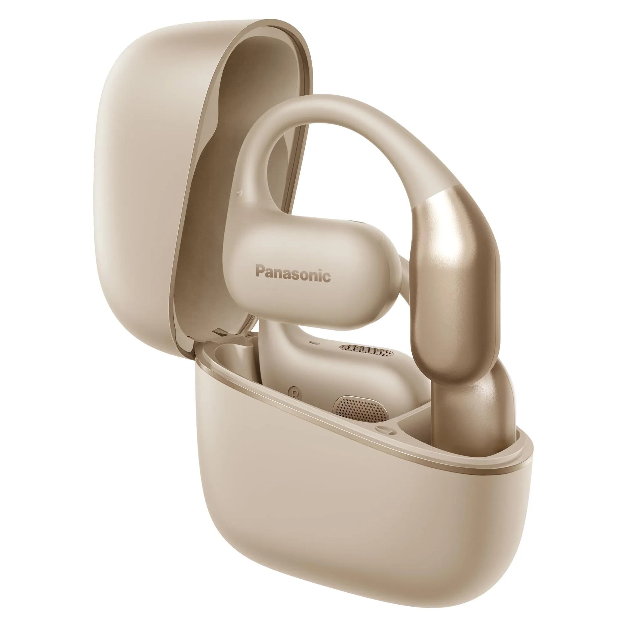 Panasonic RB-F10DE-C Cuffie Wireless Open-Ear, Auricolari Bluetooth con Microfono ENC, 25H di Autonomia, Bluetooth 5.4, IPX4, Controlli Touch, Beige