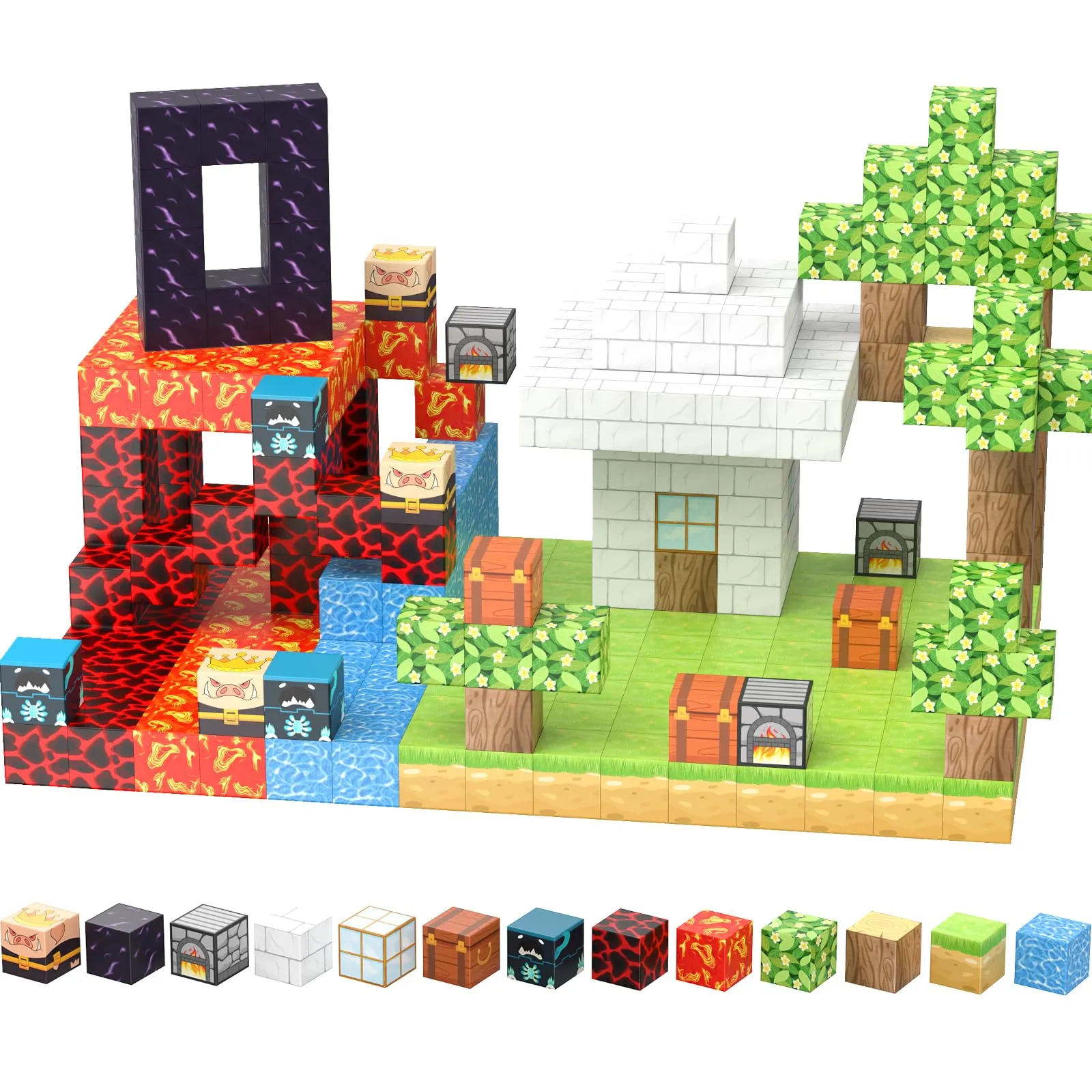 MagNexus magnétiques Blocchi magnetici 100pcs - Giocattoli sensoriali STEM, giocattoli da costruzione per ragazzi e ragazze di 3+ anni, giocattoli creativi per la costruzione di cubi magnetici