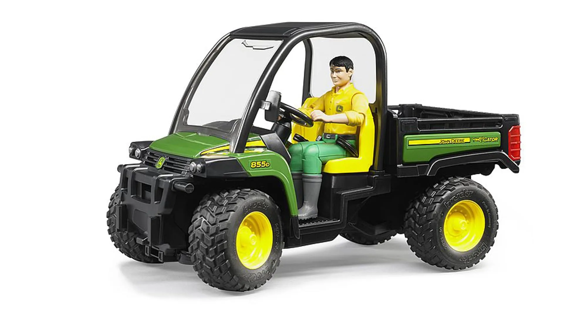 bruder 02490 - John Deere Gator XUV 855D con conducente, veicoli, agricoltura, silvicoltura, operaio, figura bworld
