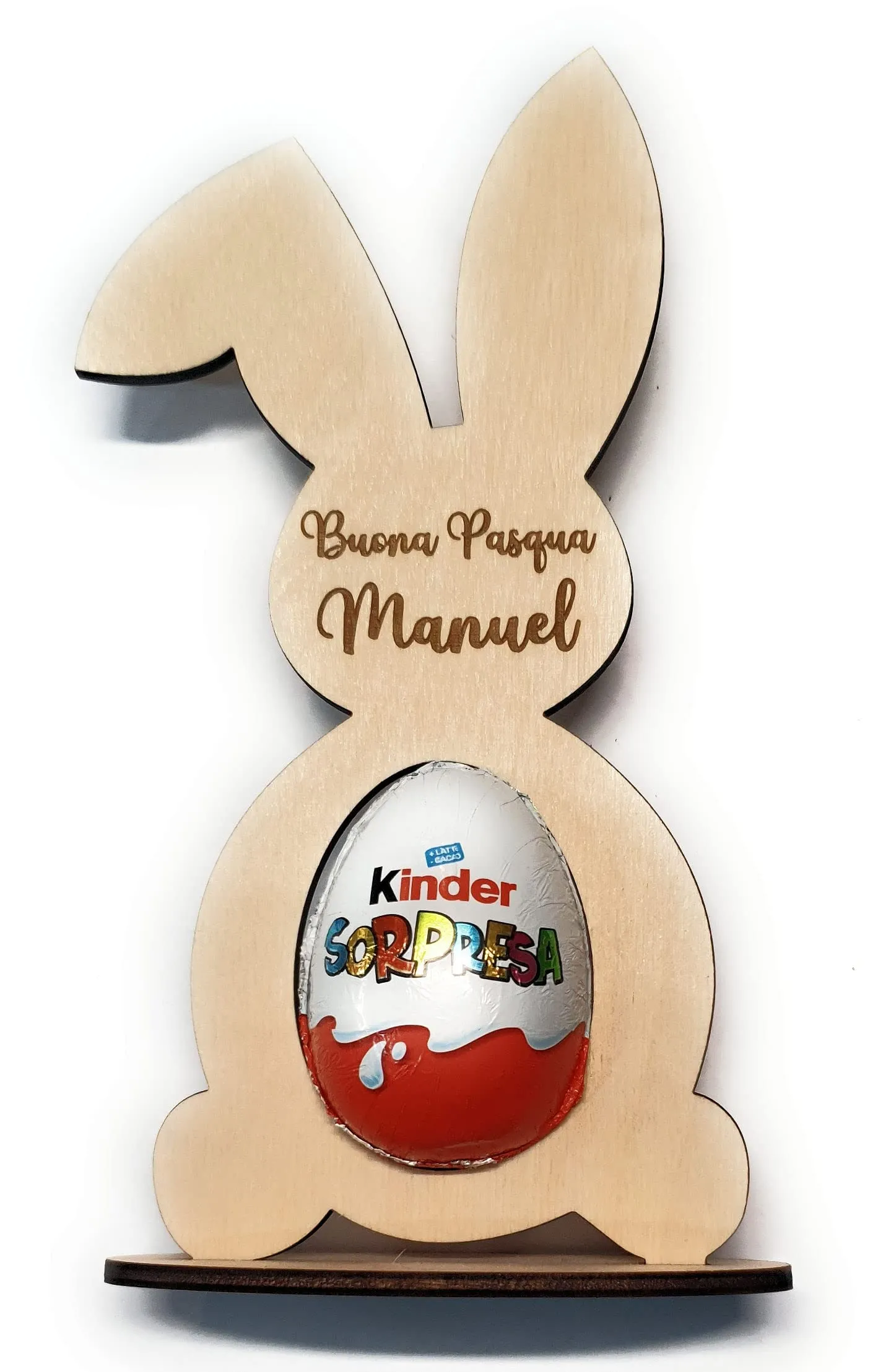 Coniglietto in legno personalizzato porta ovetto di cioccolato - Pasqua - decorazione pasquale - coniglio di Pasqua - idea regalo Pasqua