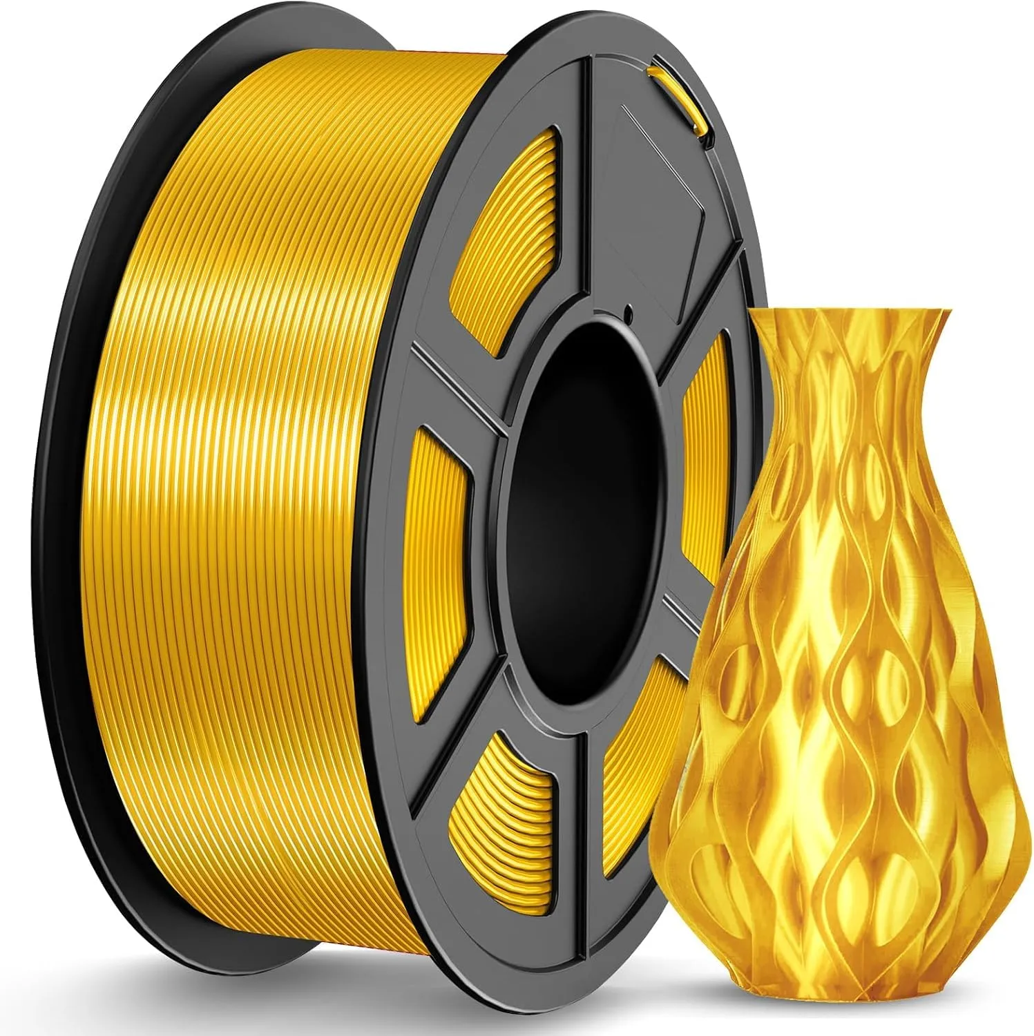 JAYO PLA Silk Filamento 1.75mm, Effetto Seta Filamento Stampanti 3D, PLA Seta Oro Bobina da 1.1kg, Precisione Dimensionale +/- 0.02mm