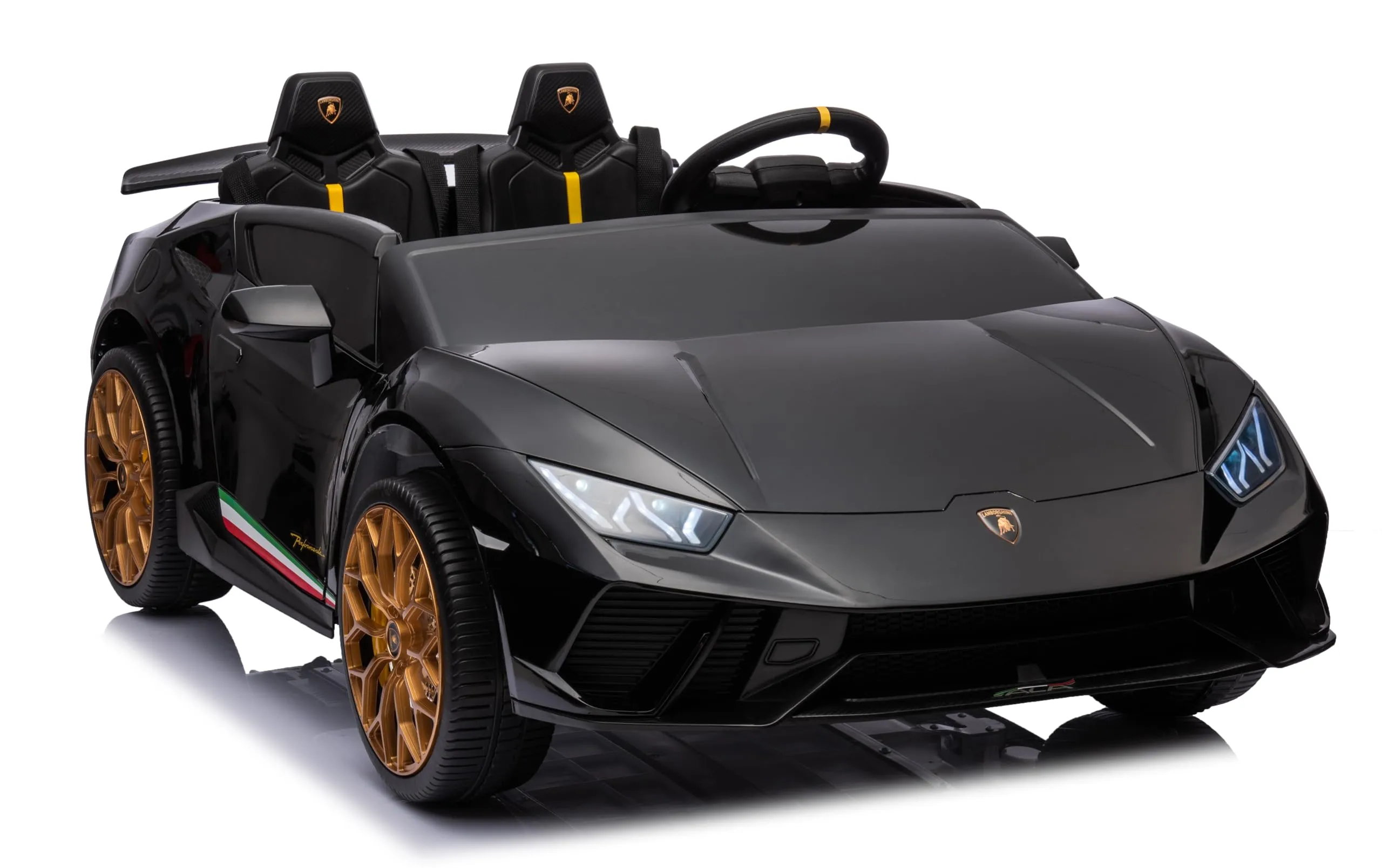 Macchina Elettrica per Bambini Lamborghini Huracan Spyder 2 Posti con Ampio Sedile in Pelle - Auto Elettrica per due Bambini 24V Con Ruote in Gomma Full Optional (Rosa)
