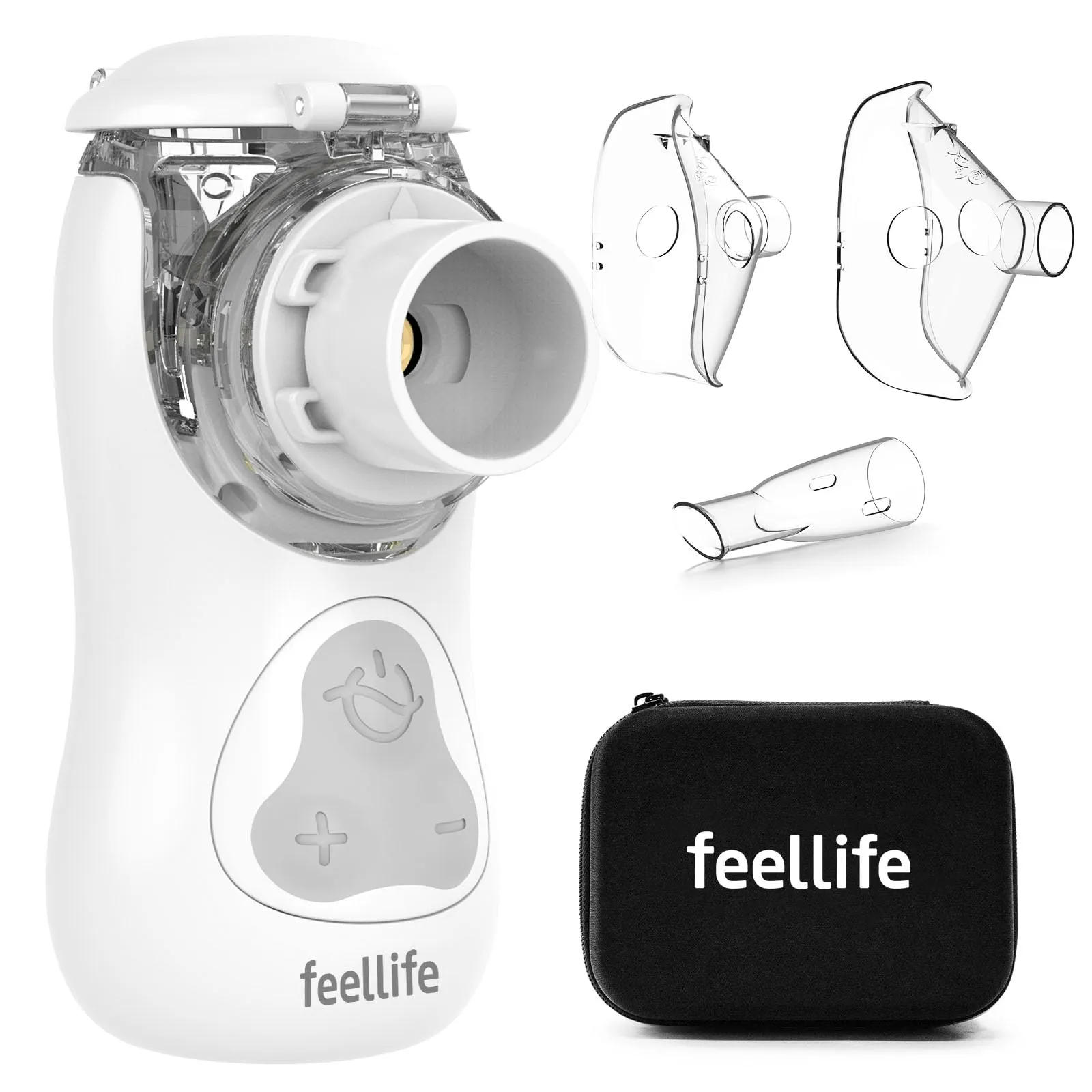 FEELLIFE Aerosol Portatile Silenzioso Typc-C Ricaricabile, Aerosol per Adulti e Bambini Velocità di Nebulizzazione Regolabile (Bianco)