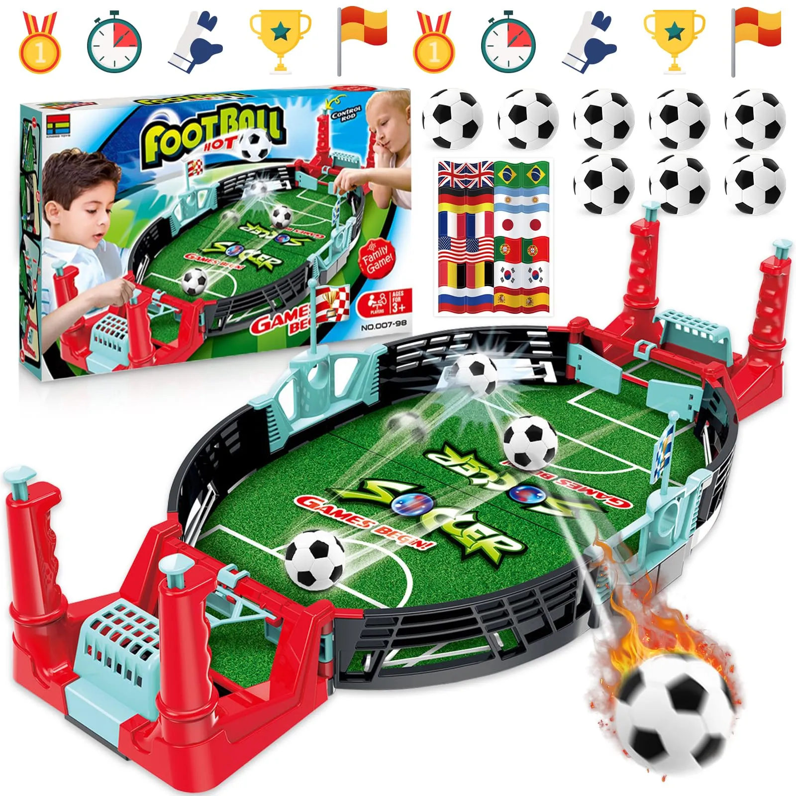 NLMWTI Calcio Balilla Bambini con 8 palloni da Calcio, Regalo Bambino 4 5 6 7 8 9 Anni, Calcetto Balilla Mini Biliardino Bambini Giocattolo da Tavolo da Calcio per Due, Giochi Bambino 4 Anni in su