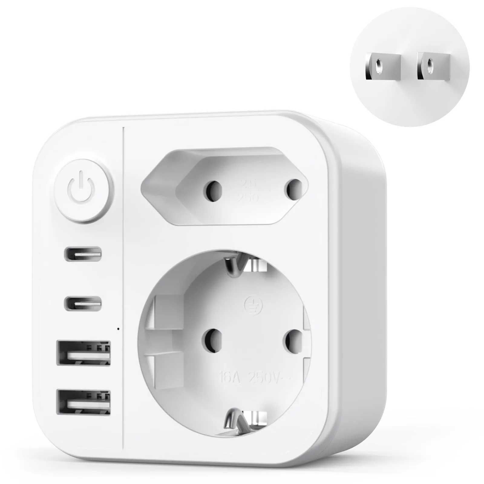 Adattatore Presa Giapponese Italiana, 6 IN 1 Adattatore da viaggio Giappone con 4 USB, Tipo A Adattatori Presa Cina Filippine America Canada