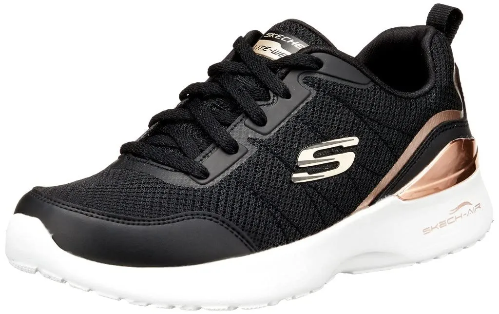 Skechers SKECH-AIR DYNAMIGHT THE HALCYON, Scarpe da Ginnastica Donna, Black Mesh Rose Gold Trim, 39 EU