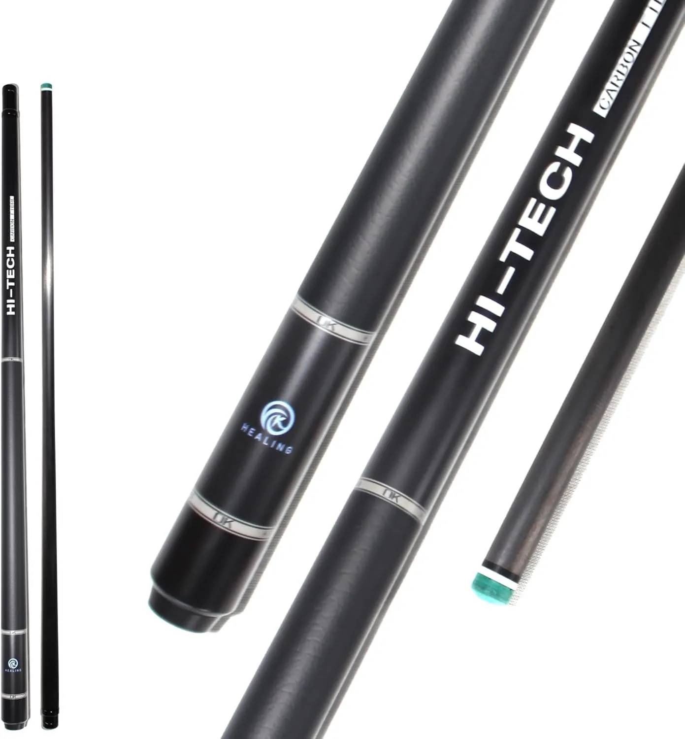 OKHEALING Stecca da biliardo in fibra di carbonio, testa da 12,4 mm, testa in bachelite nera, arti anteriori in fibra di carbonio da 737 mm, 538-567 g, adatta per giocatori di biliardo professionisti