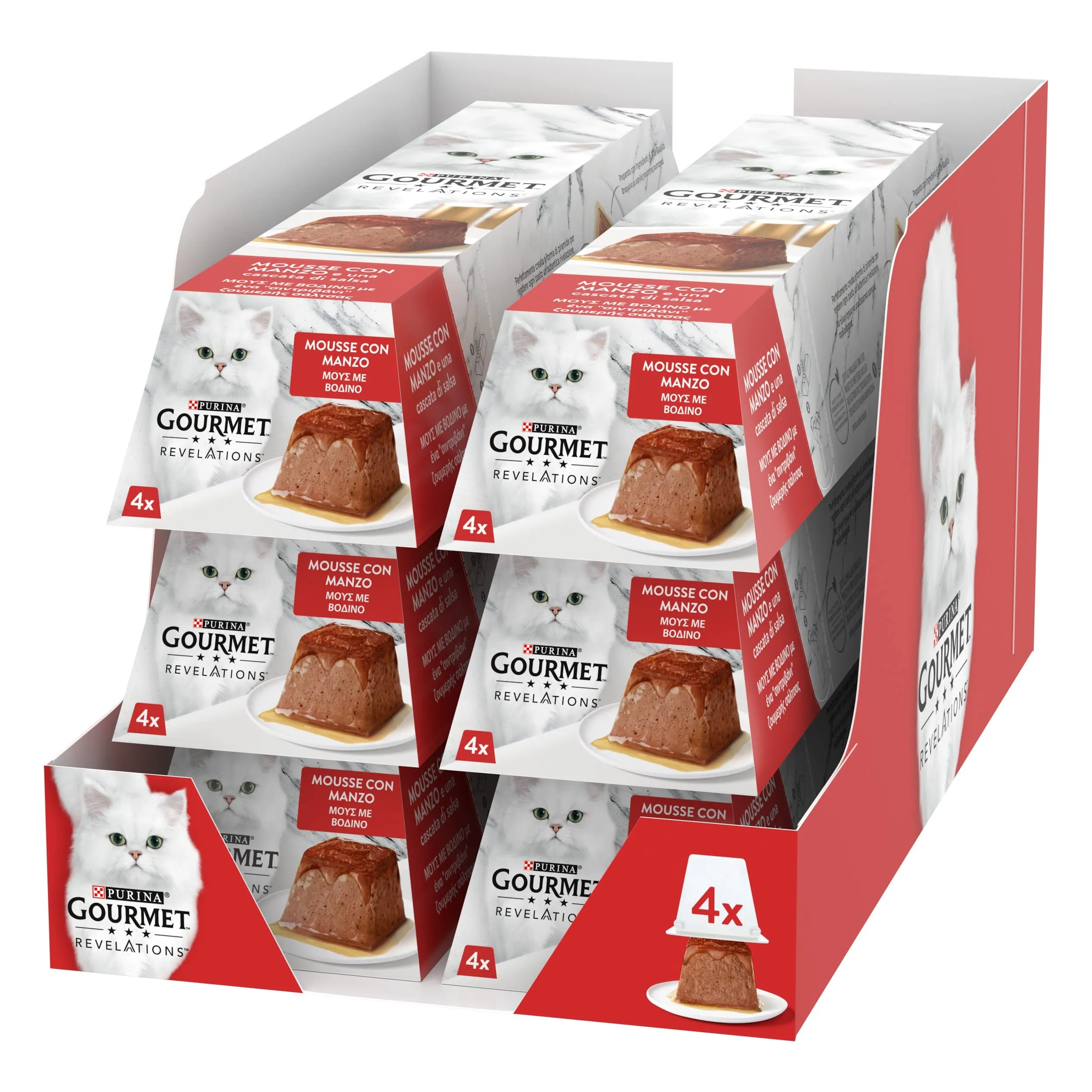 GOURMET Revelations Cibo Umido per Gatti Adulti Mousse con Manzo 24 Confezioni da 57g