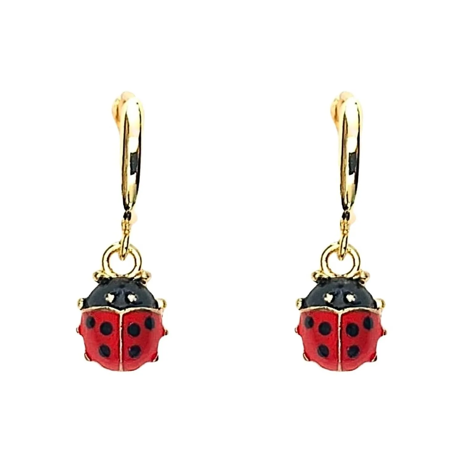 Orecchini Placcati in Oro con Ciondolo a Forma di Coccinella - Orecchini Ideali per una Ragazza - Perfetti come Regalo - Coccinelle