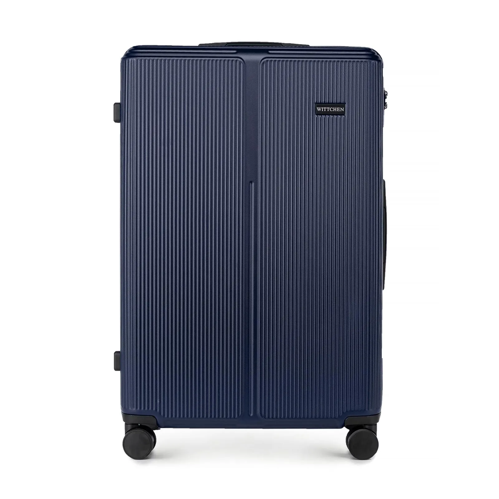 WITTCHEN Stripes Line Valigia grande (XL) | 76,5 × 50 × 29 cm (96 L), ABS rigido, 4 ruote 360° e lucchetto a combinazione | Trolley grande formato XL, Ryanair/ITA Airways - Colore: Blu navy
